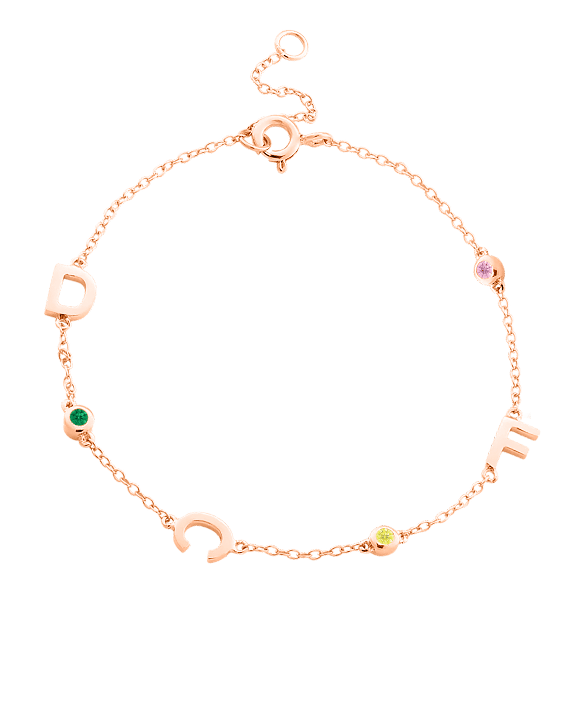 The Initial Birthstone Bracelet - 14K Rose Gold Bracelets magal-dev 1 Initial 6"-7" (S-M wrist)