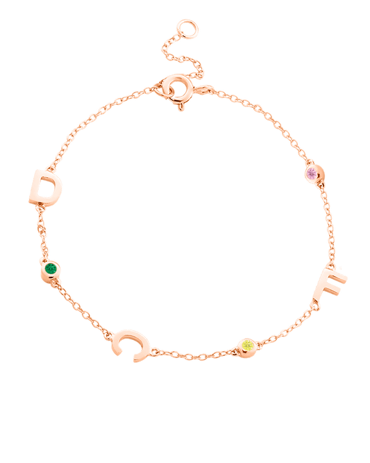 The Initial Birthstone Bracelet - 14K Rose Gold Bracelets magal-dev 1 Initial 6"-7" (S-M wrist)