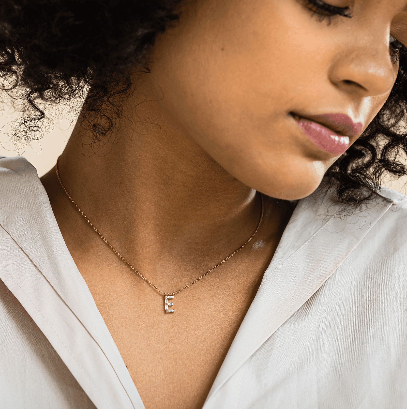 Signature Initial Baguette Necklace - 18K Gold Vermeil Necklaces Gold Vermeil