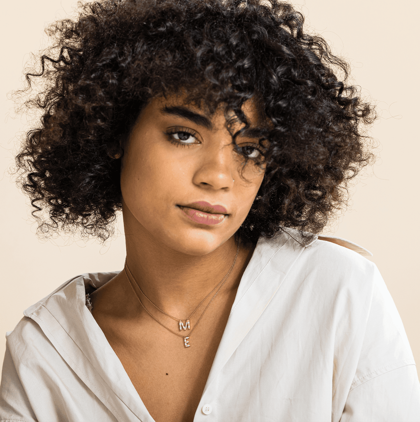 Signature Initial Baguette Necklace - 14K White Gold Necklaces 14K Solid Gold