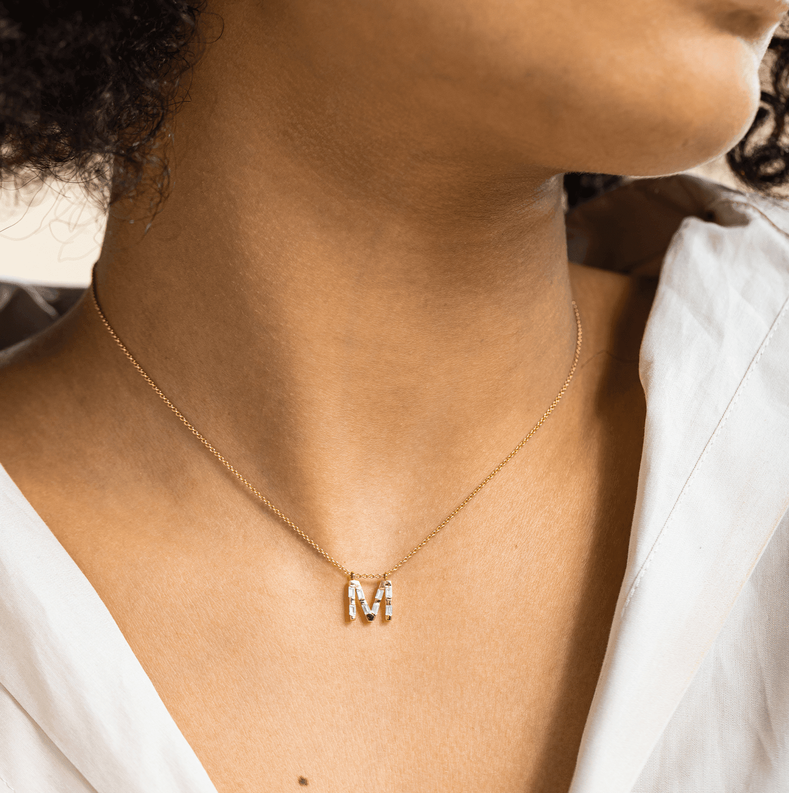 Signature Initial Baguette Necklace - 925 Sterling Silver Necklaces 925 Silver