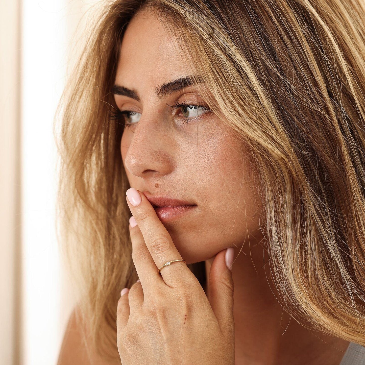 Single Diamond Baguette Ring - 14K Rose Gold Rings 14K Solid Gold