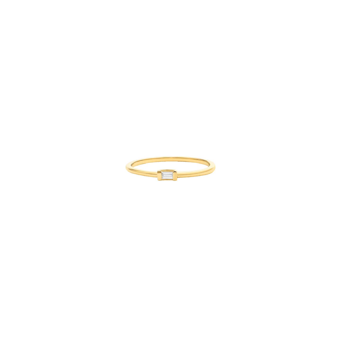 Single Diamond Baguette Ring - 14K Yellow Gold Rings 14K Solid Gold US 4