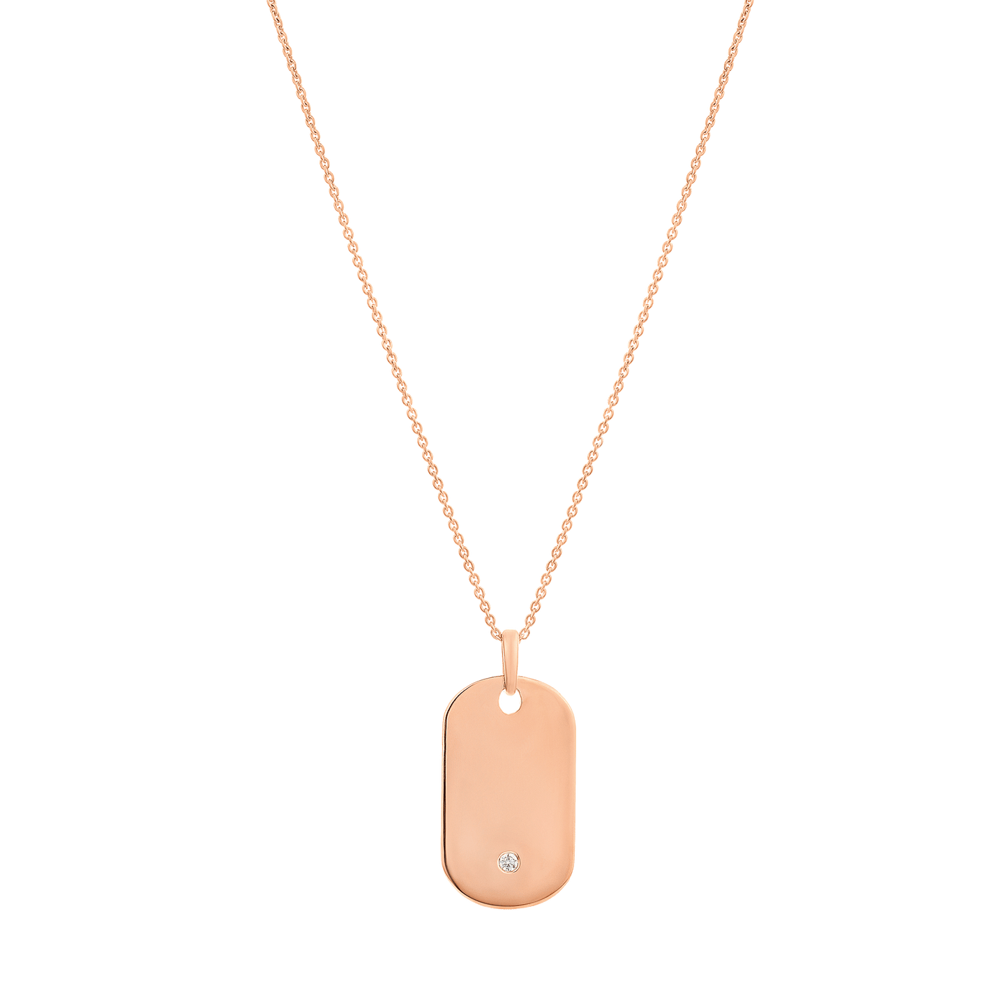 Single Diamond Plate - 14K Rose Gold Necklaces 14K Solid Gold