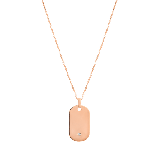Single Diamond Plate - 14K Rose Gold Necklaces 14K Solid Gold