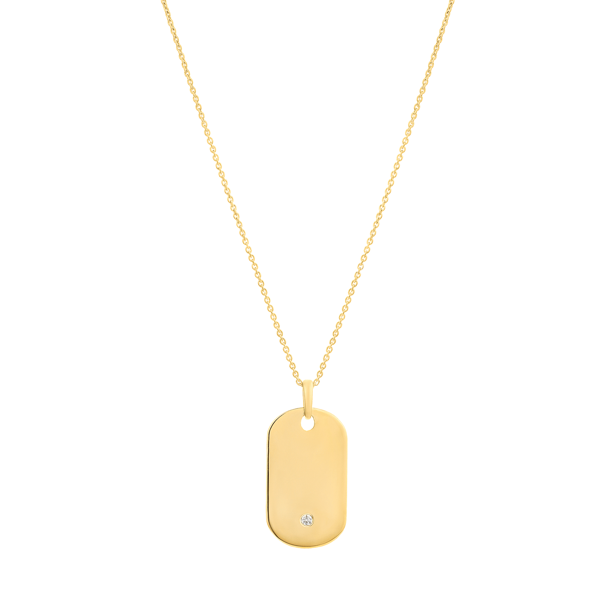 Single Diamond Plate - 14K White Gold Necklaces 14K Solid Gold