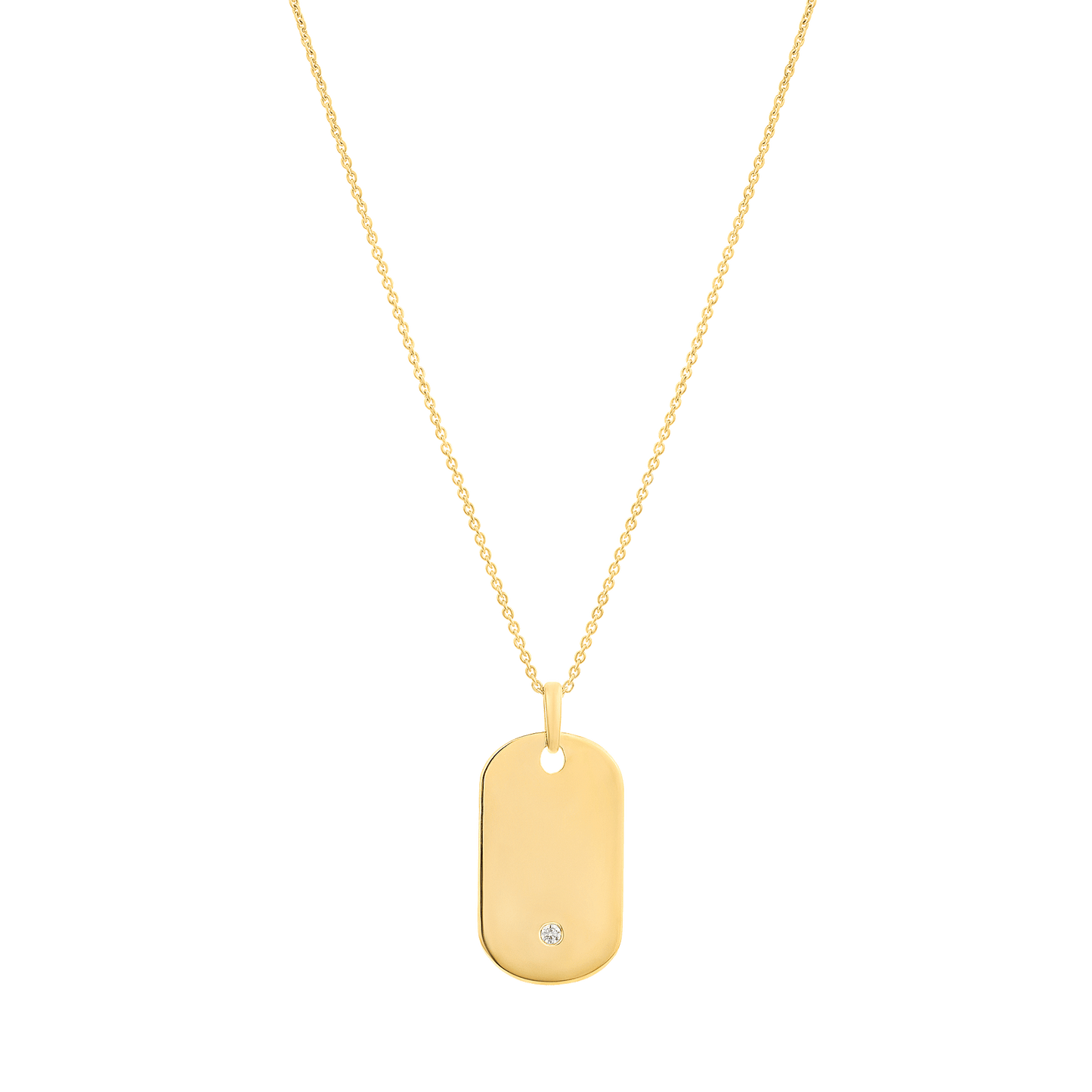 Single Diamond Plate - 14K Yellow Gold Necklaces 14K Solid Gold