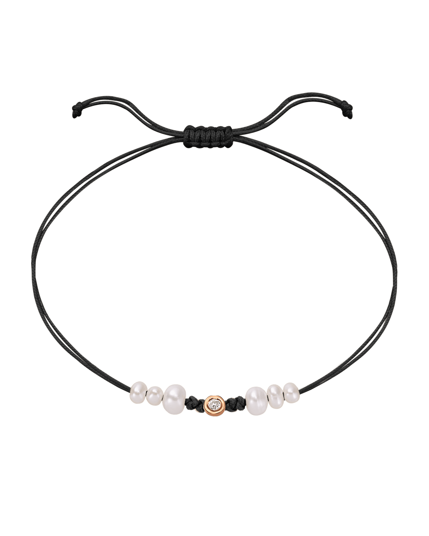Six Natural Pearl String of Love Bracelet - 14K Rose Gold Bracelet 14K Solid Gold Black Small: 0.03ct