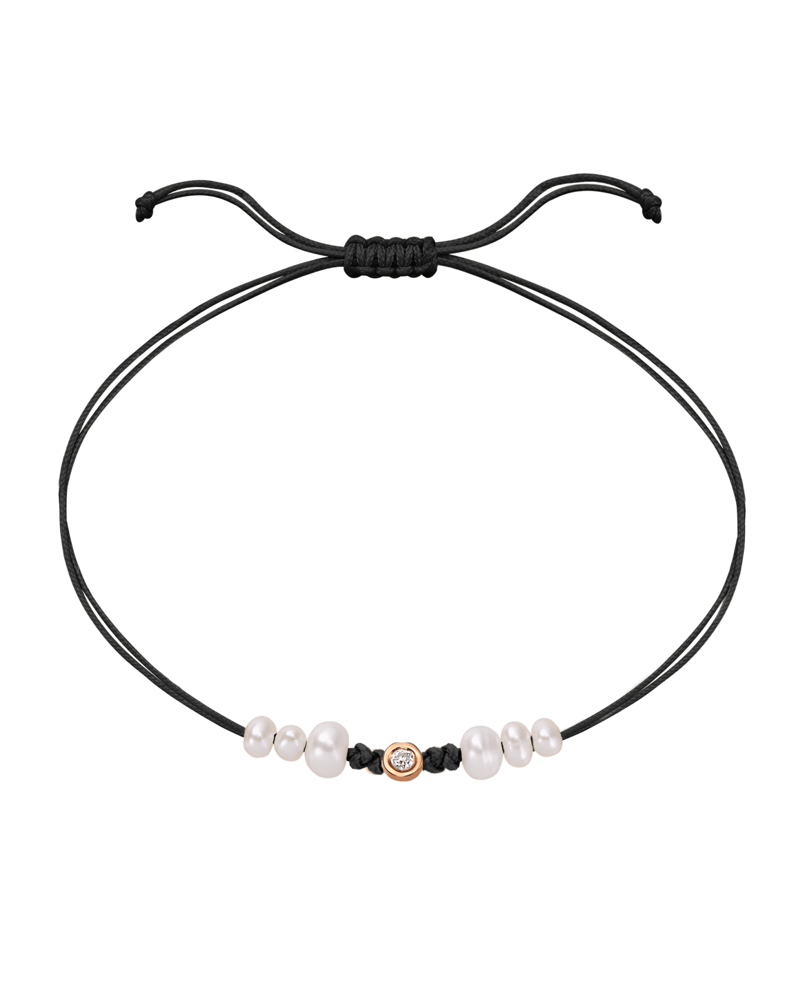 Six Natural Pearl String of Love Bracelet - 14K Rose Gold Bracelet 14K Solid Gold Black Small: 0.03ct