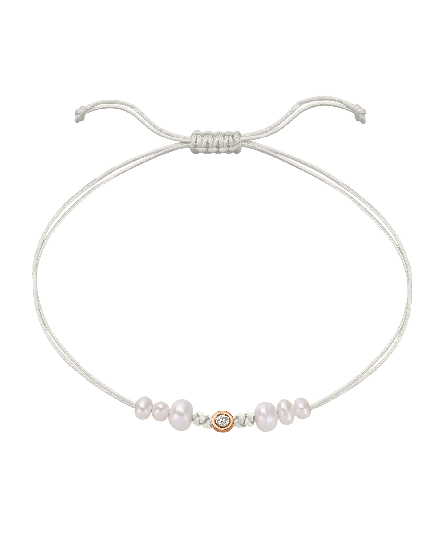 Six Natural Pearl String of Love Bracelet - 14K Rose Gold Bracelet 14K Solid Gold Pearl Small: 0.03ct