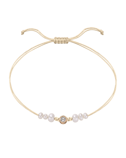Six Natural Pearl String of Love Bracelet - 14K Rose Gold Bracelet 14K Solid Gold Beige Large: 0.1ct