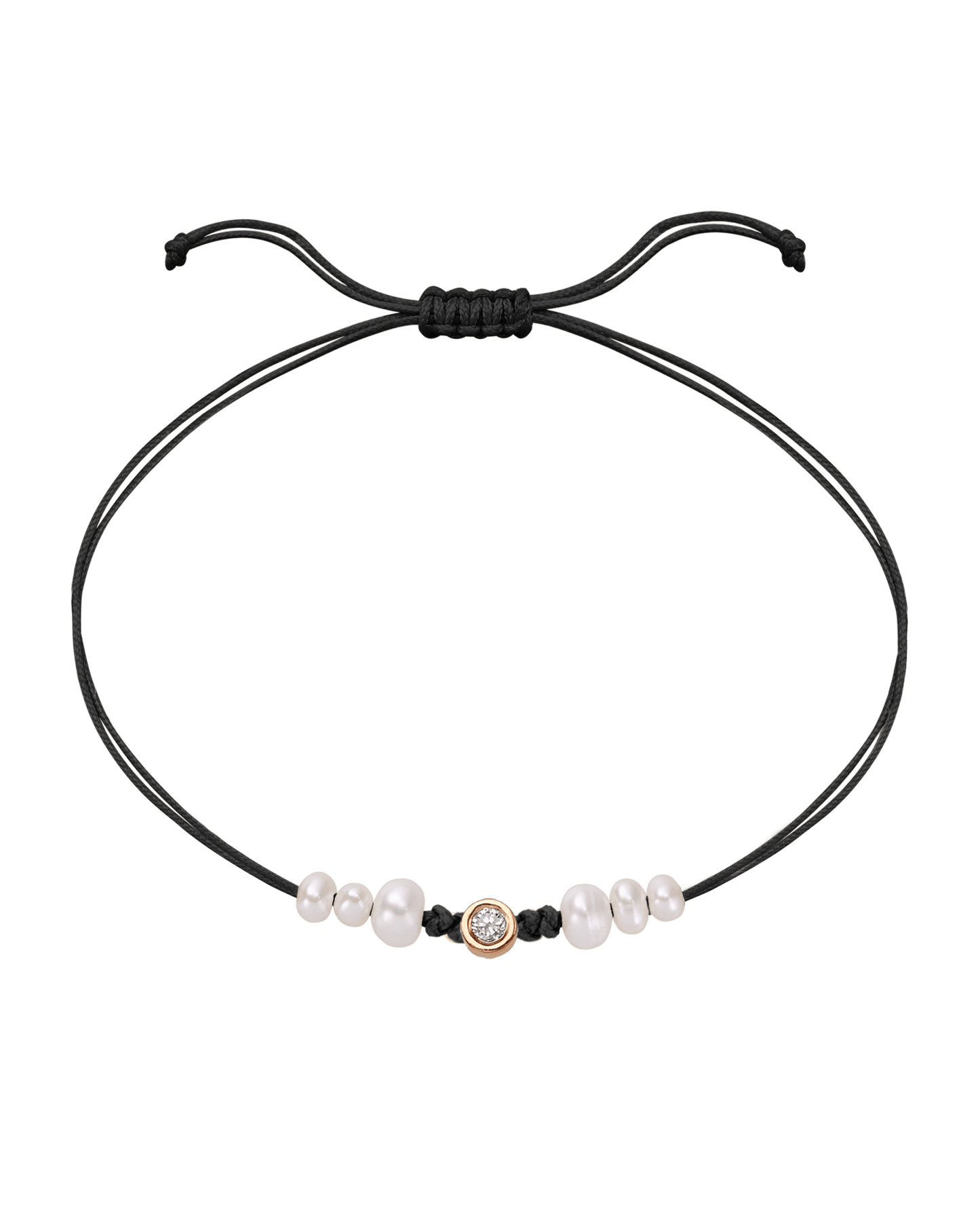 Six Natural Pearl String of Love Bracelet - 14K Rose Gold Bracelet 14K Solid Gold Black Medium: 0.04ct