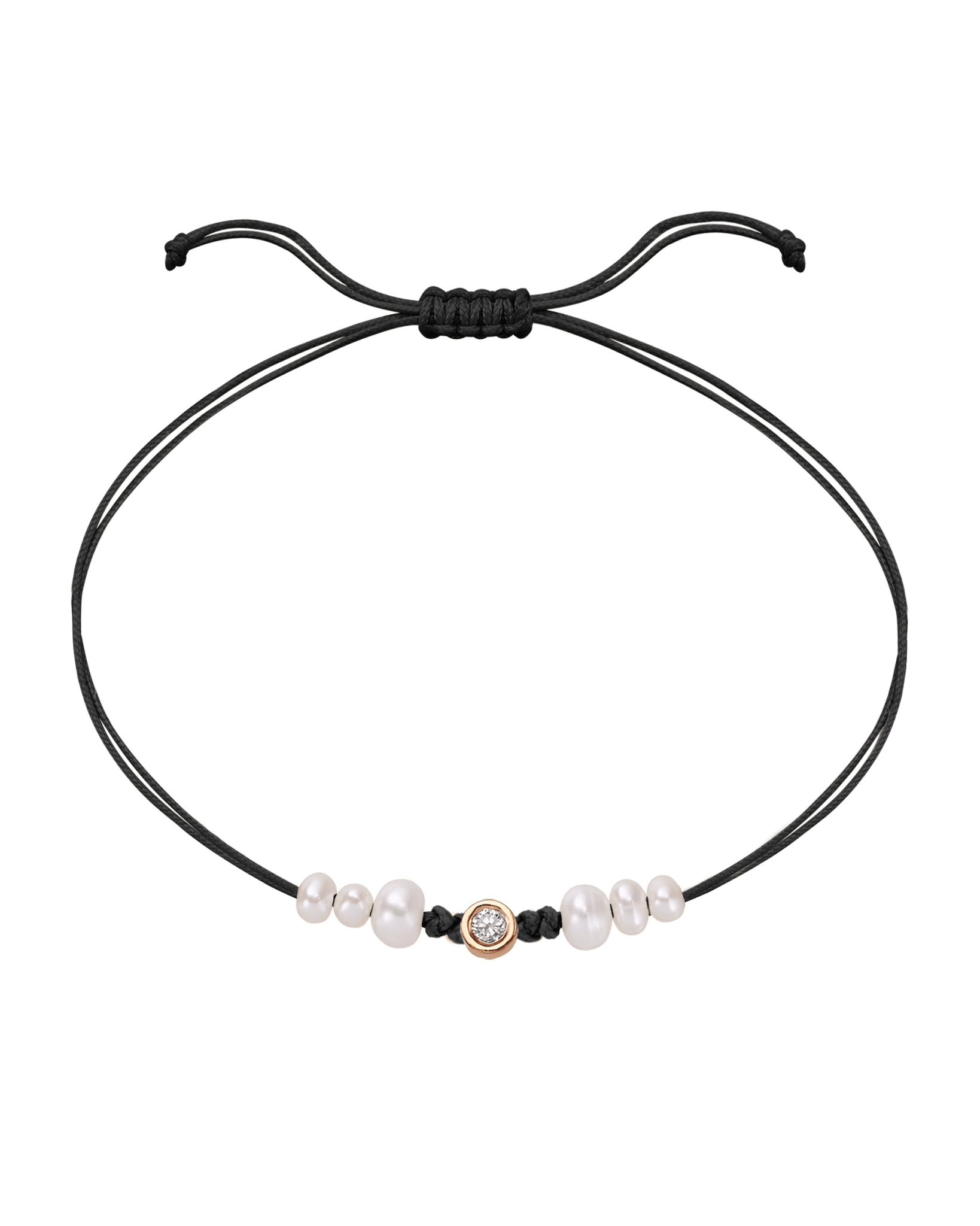 Six Natural Pearl String of Love Bracelet - 14K Rose Gold Bracelet 14K Solid Gold Black Medium: 0.04ct