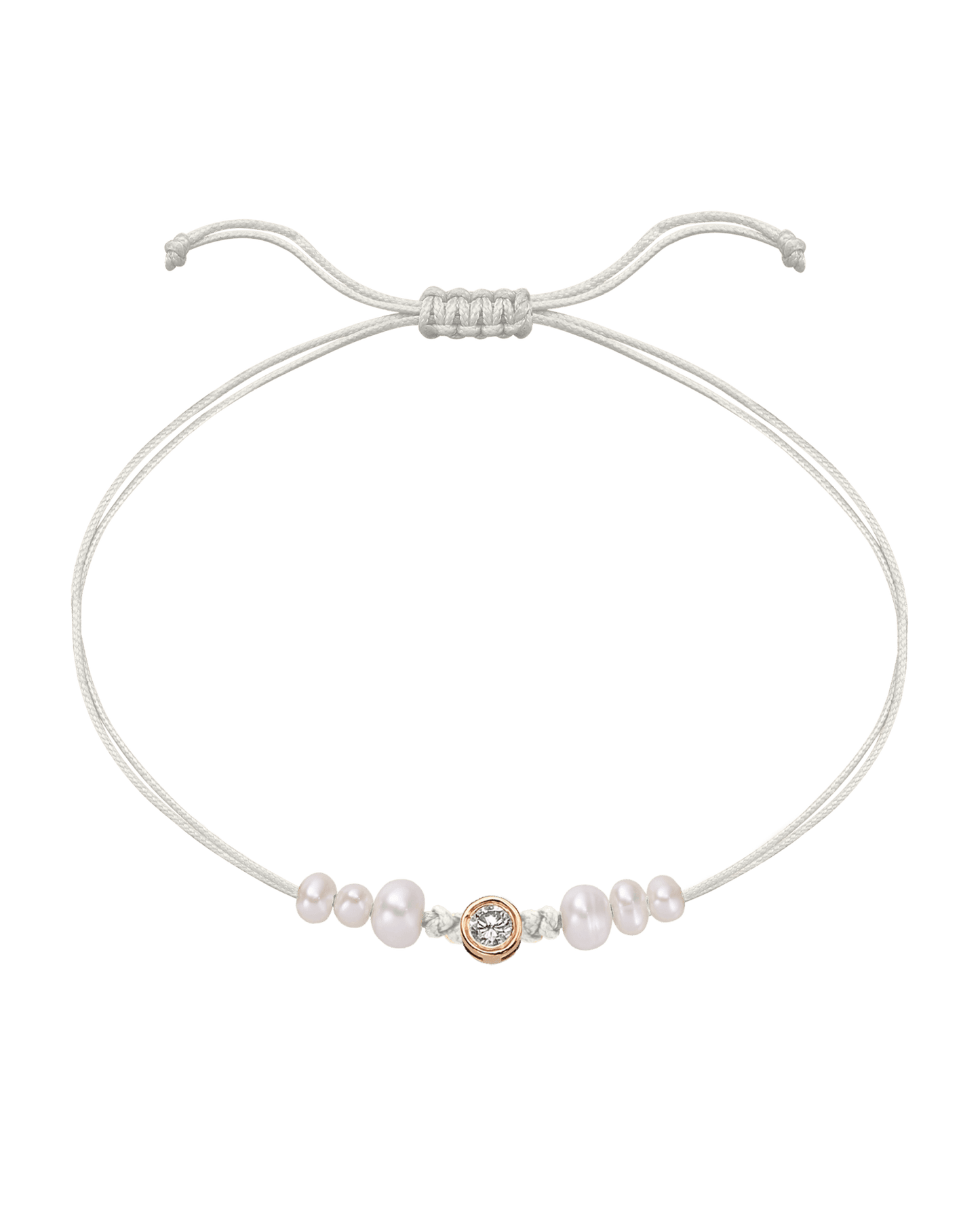 Six Natural Pearl String of Love Bracelet - 14K Rose Gold Bracelet 14K Solid Gold Pearl Large: 0.1ct