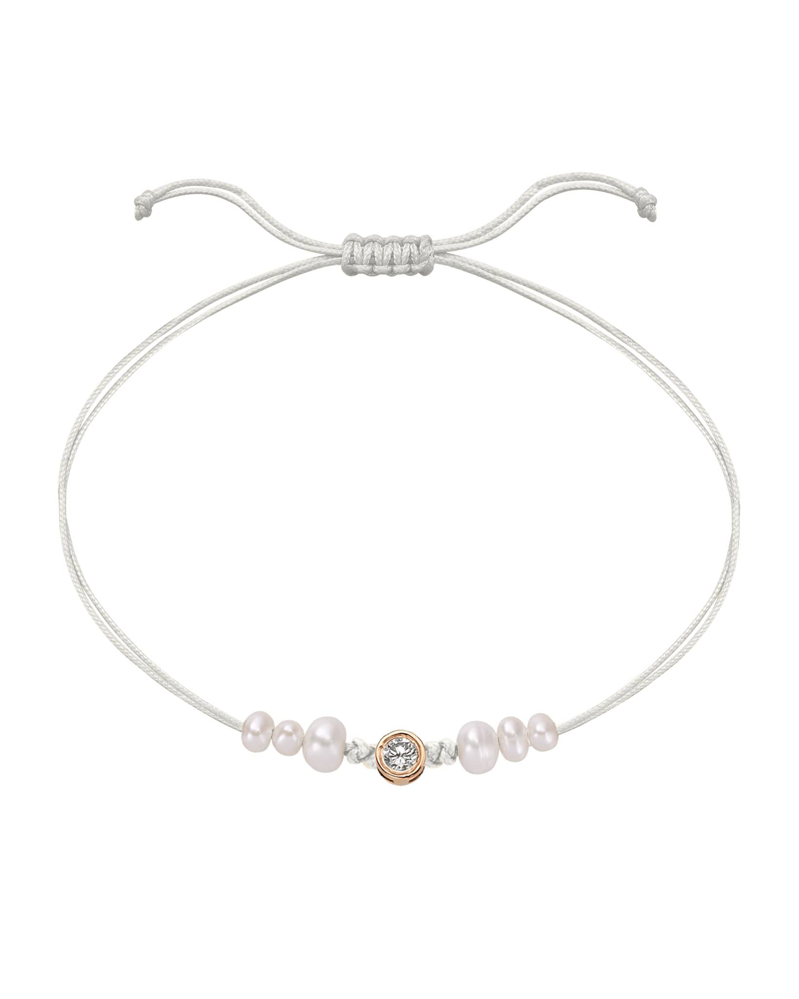 Six Natural Pearl String of Love Bracelet - 14K Rose Gold Bracelet 14K Solid Gold Pearl Large: 0.1ct