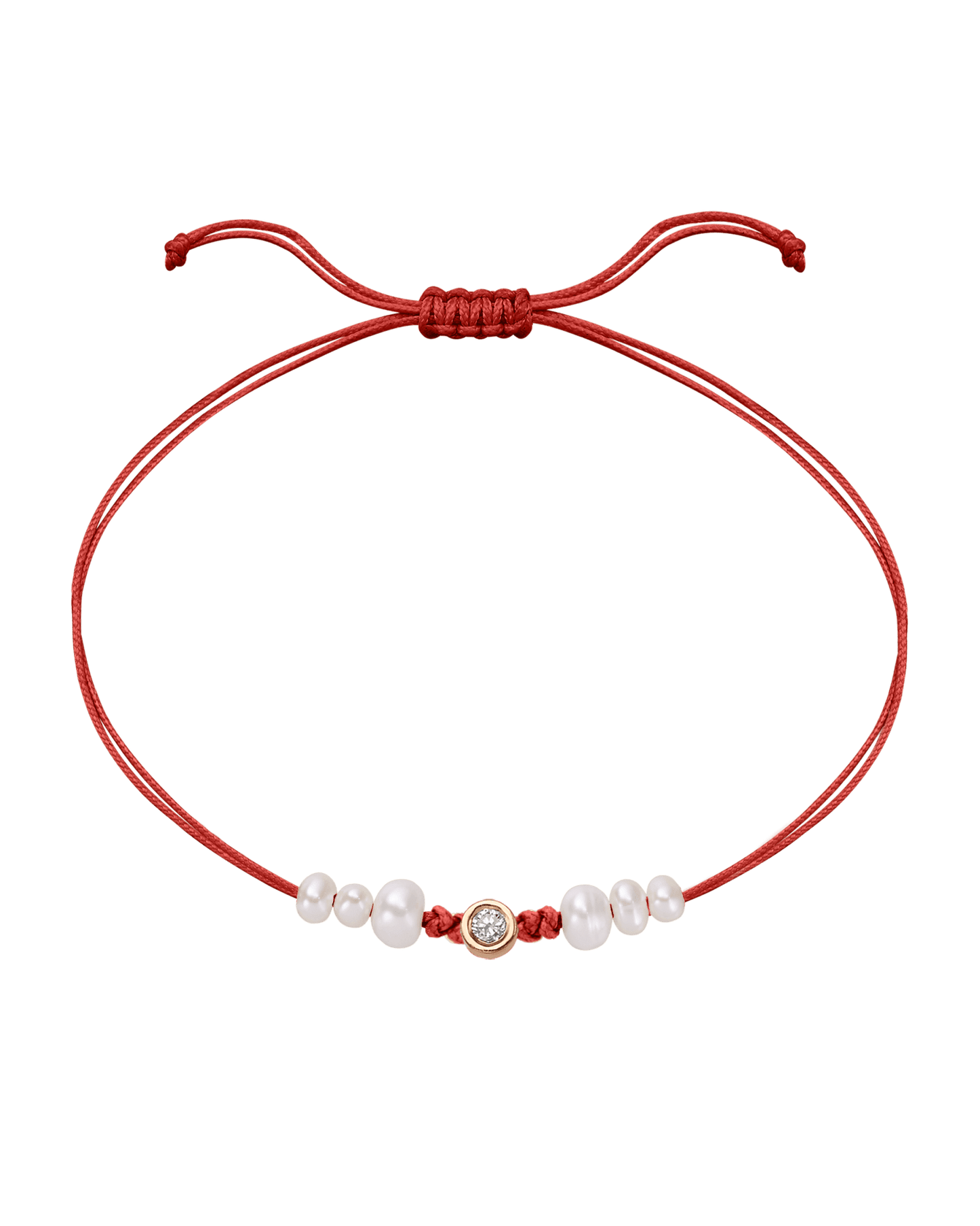 Six Natural Pearl String of Love Bracelet - 14K Rose Gold Bracelet 14K Solid Gold Red Medium: 0.04ct