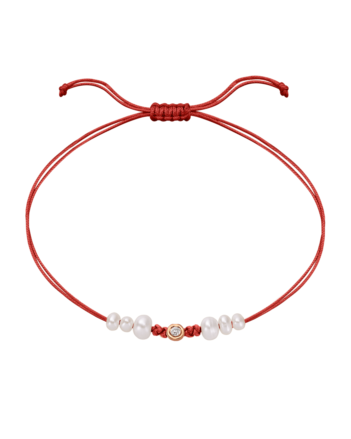 Six Natural Pearl String of Love Bracelet - 14K Rose Gold Bracelet 14K Solid Gold Red Small: 0.03ct