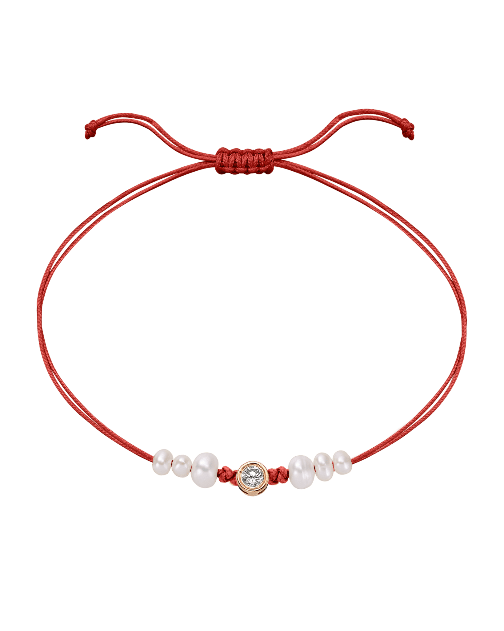 Six Natural Pearl String of Love Bracelet - 14K Rose Gold Bracelet 14K Solid Gold Red Large: 0.1ct