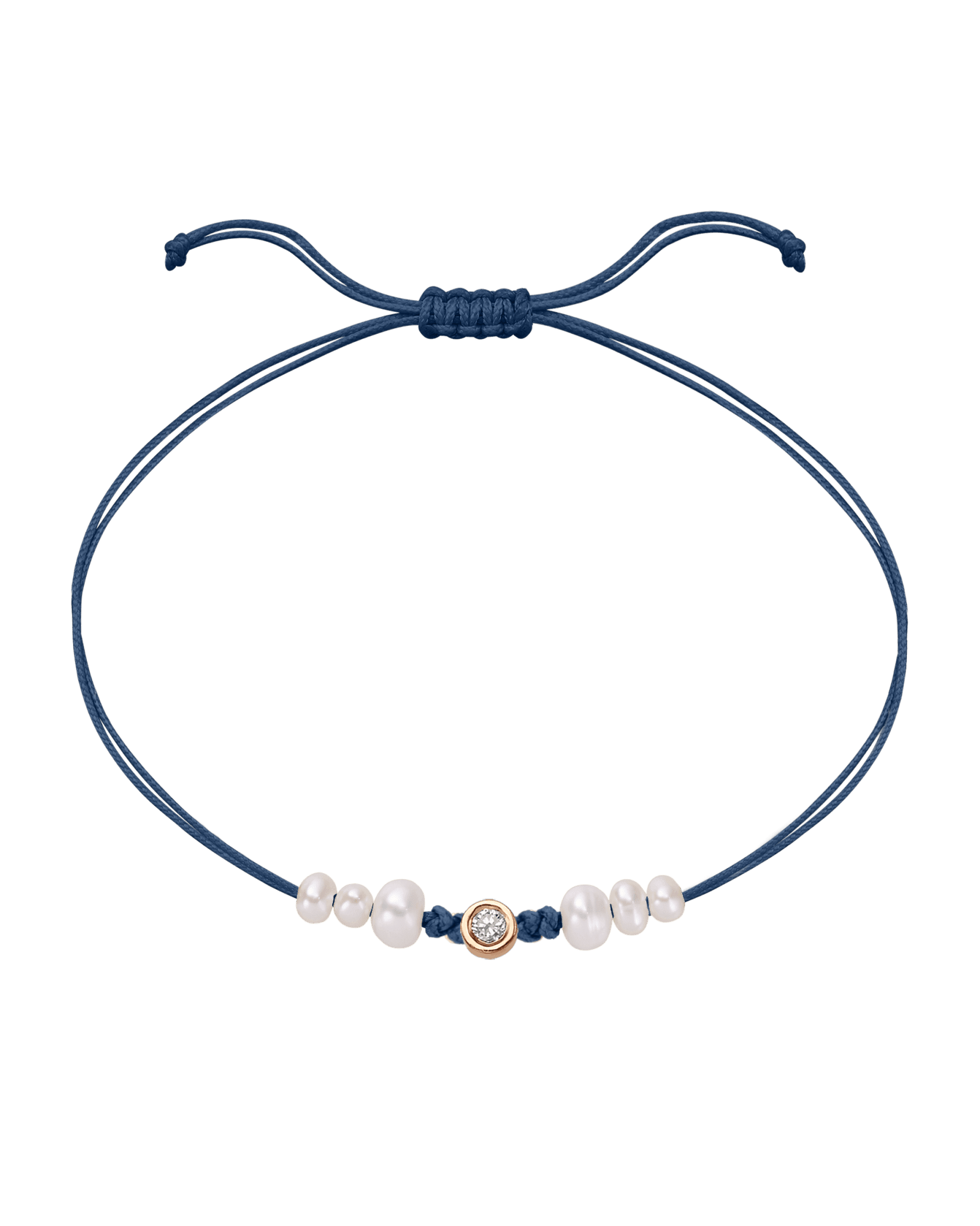 Six Natural Pearl String of Love Bracelet - 14K Rose Gold Bracelet 14K Solid Gold Indigo Medium: 0.04ct