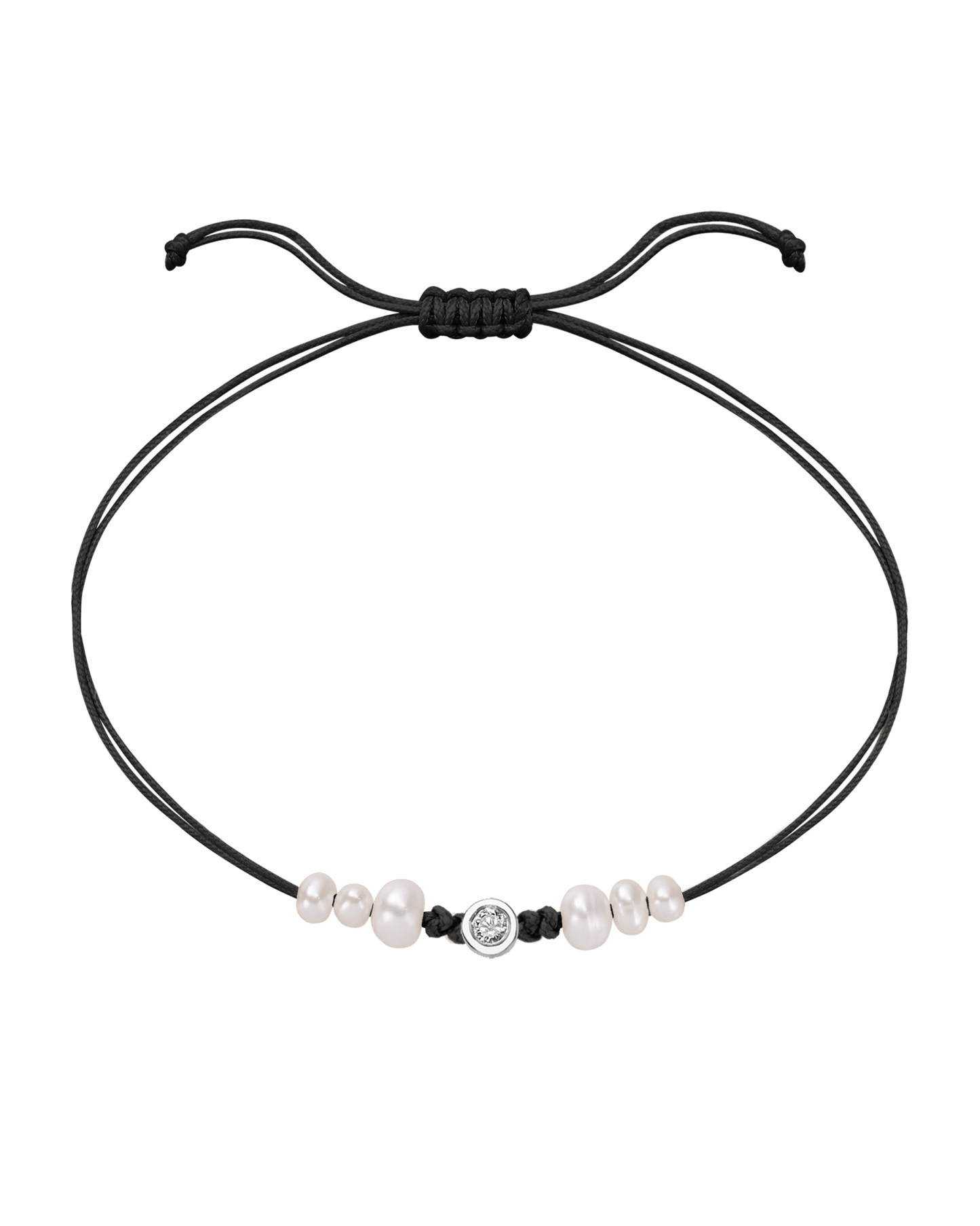 Six Natural Pearl String of Love Bracelet - 14K White Gold Bracelet 14K Solid Gold Black Medium: 0.04ct