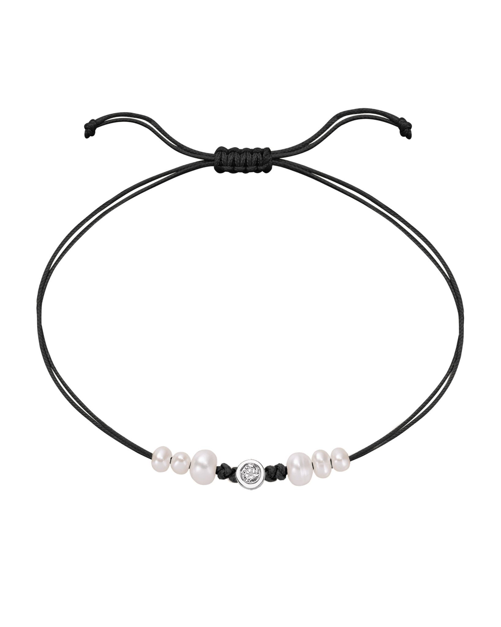 Six Natural Pearl String of Love Bracelet - 14K White Gold Bracelet 14K Solid Gold Black Medium: 0.04ct