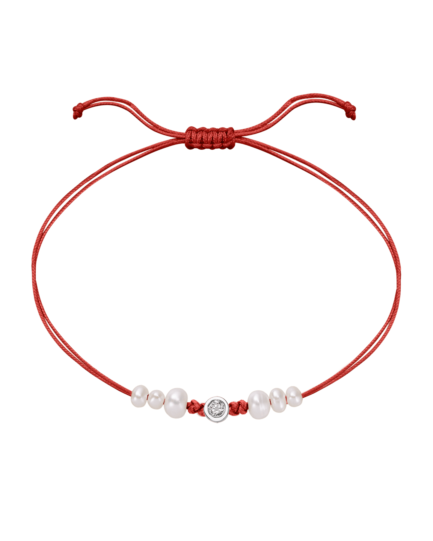 Six Natural Pearl String of Love Bracelet - 14K White Gold Bracelet 14K Solid Gold Red Medium: 0.04ct