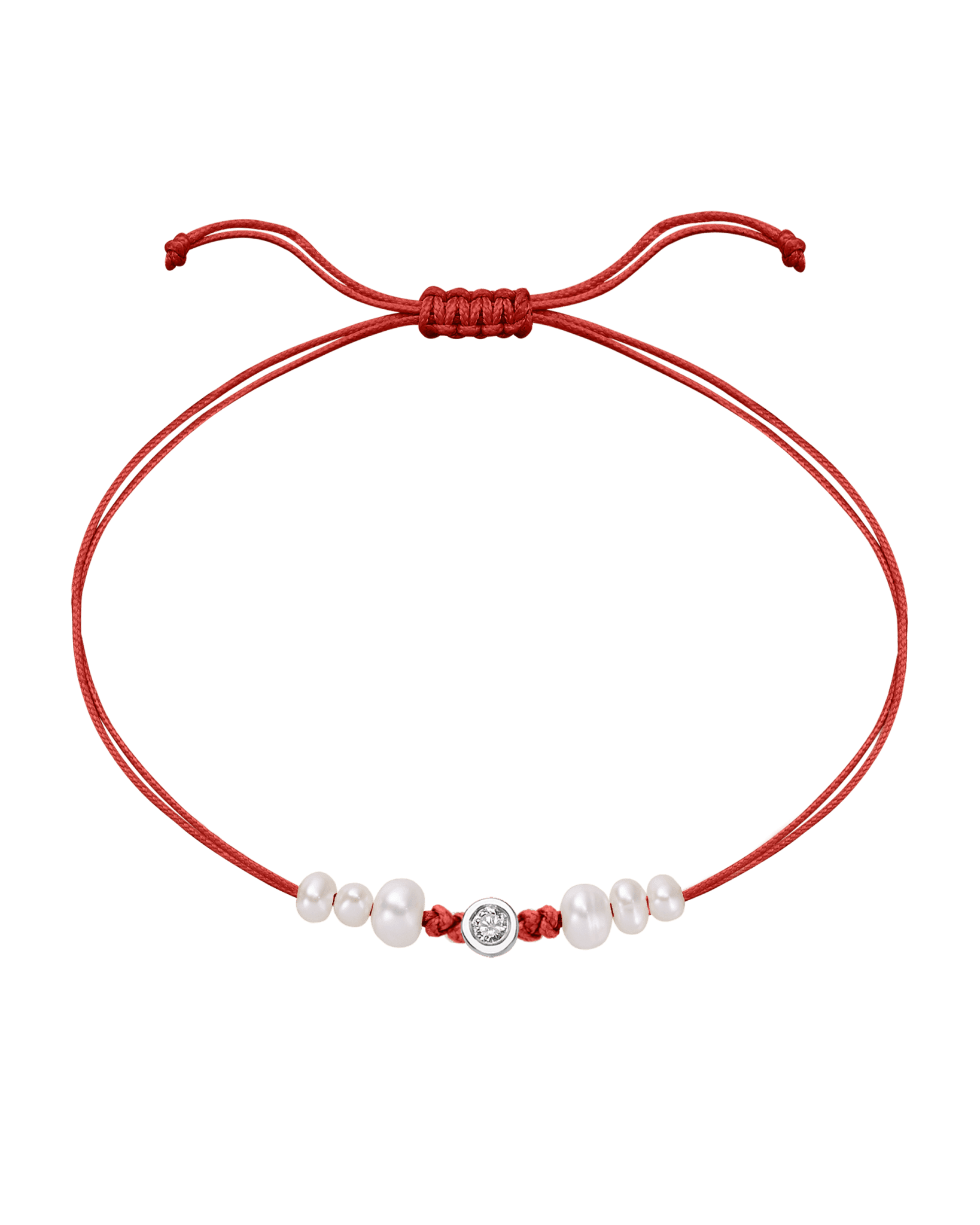 Six Natural Pearl String of Love Bracelet - 14K White Gold Bracelet 14K Solid Gold Red Medium: 0.04ct