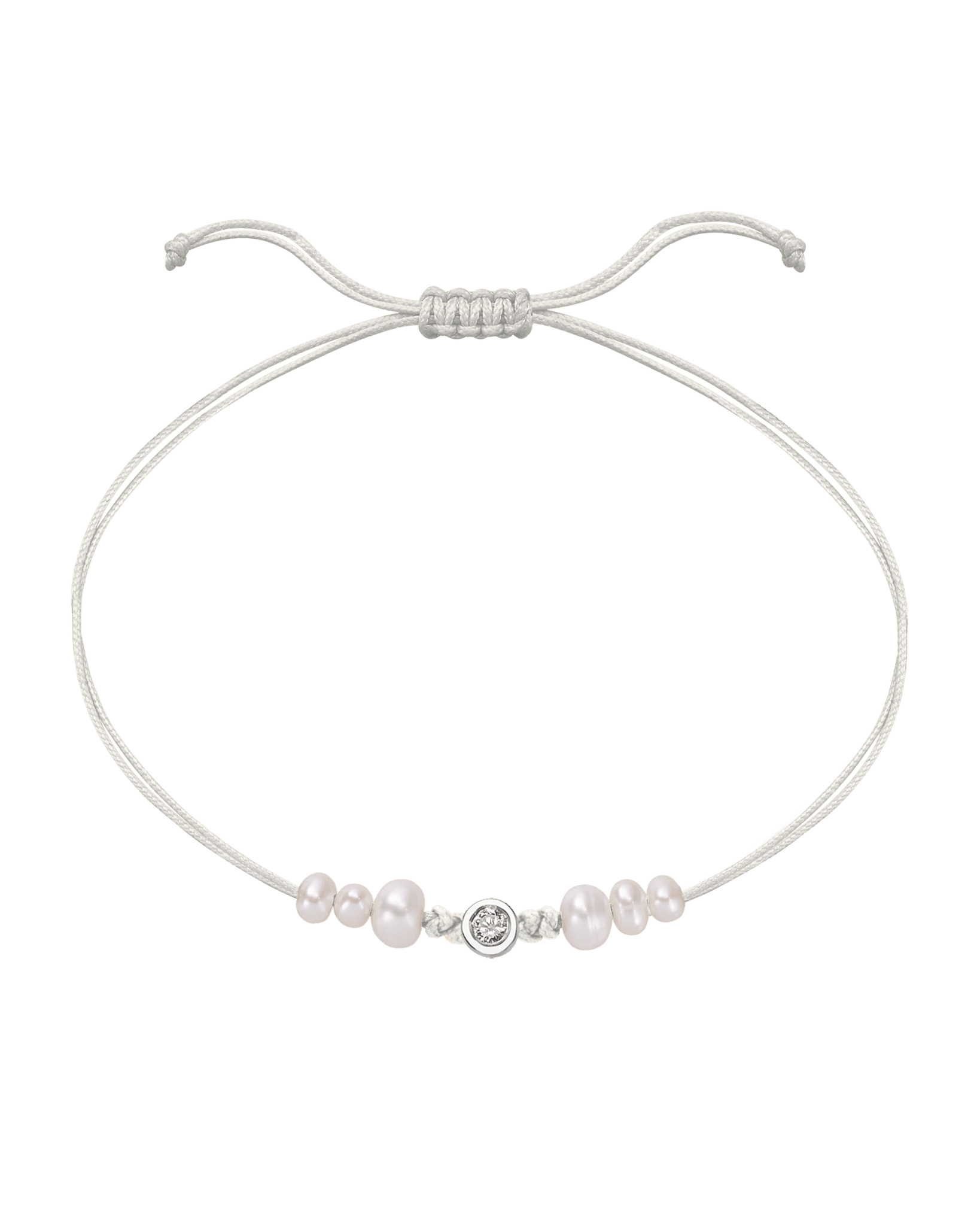 Six Natural Pearl String of Love Bracelet - 14K White Gold Bracelet 14K Solid Gold Pearl Medium: 0.04ct