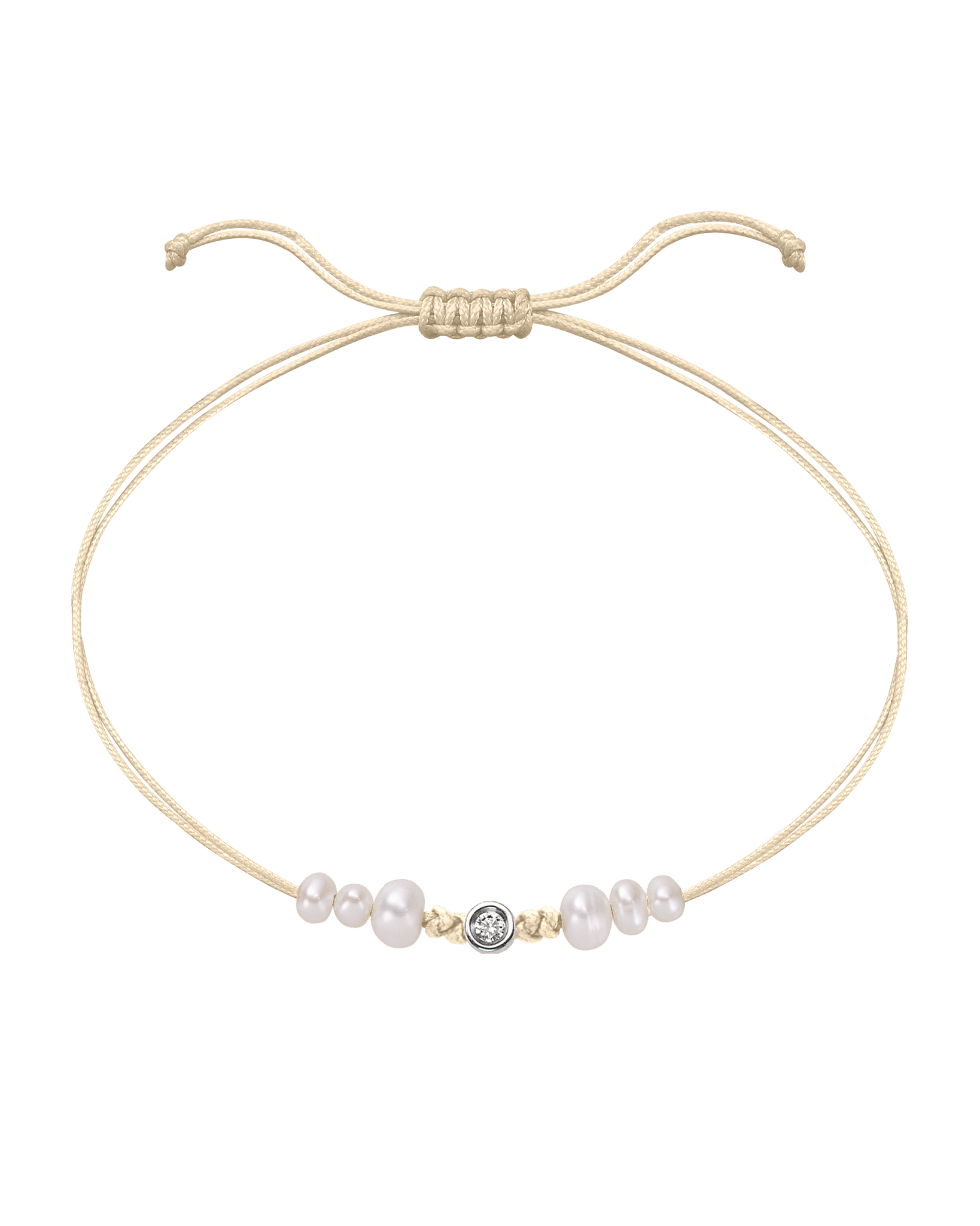 Six Natural Pearl String of Love Bracelet - 14K White Gold Bracelet 14K Solid Gold Beige Small: 0.03ct