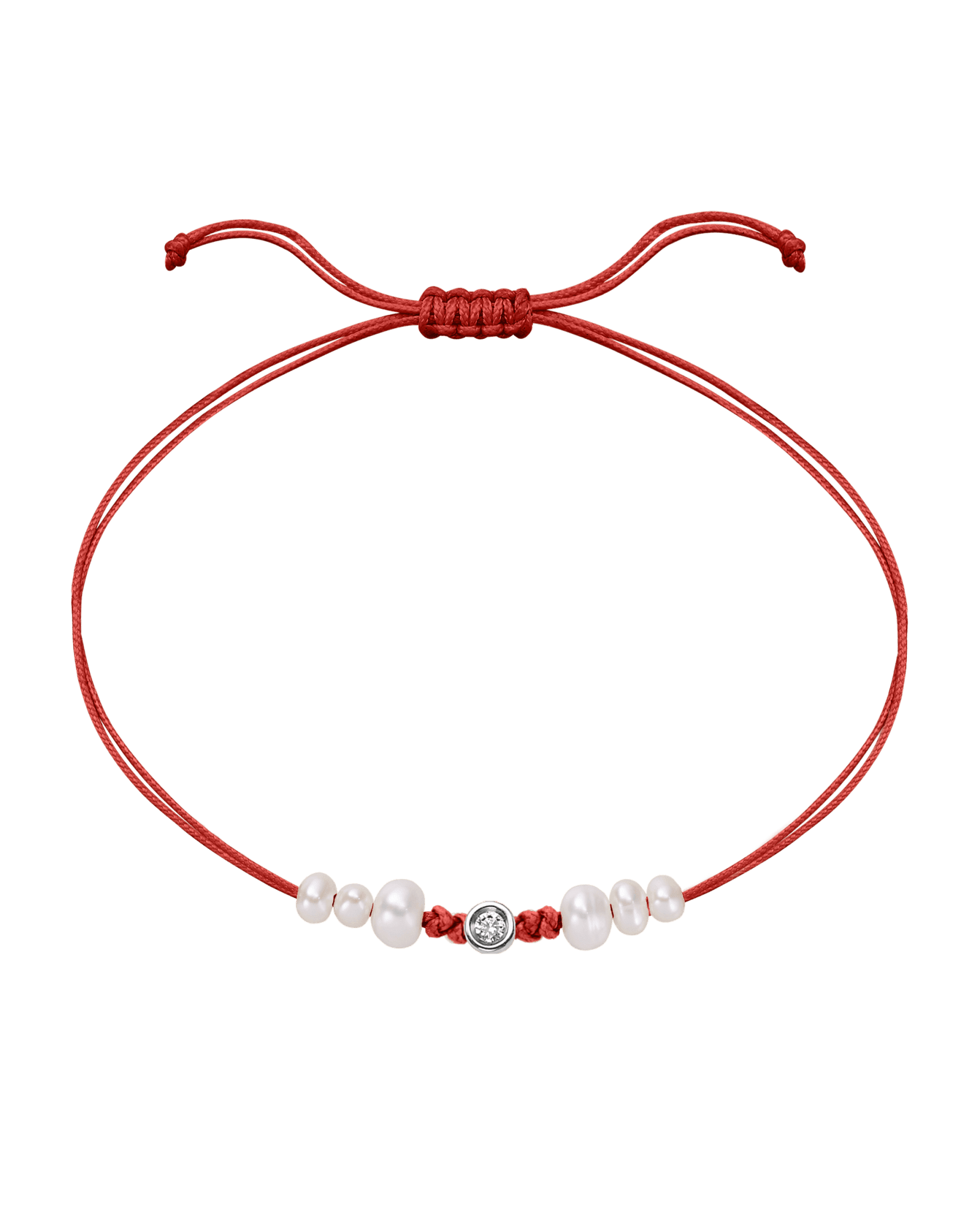 Six Natural Pearl String of Love Bracelet - 14K White Gold Bracelet 14K Solid Gold Red Small: 0.03ct