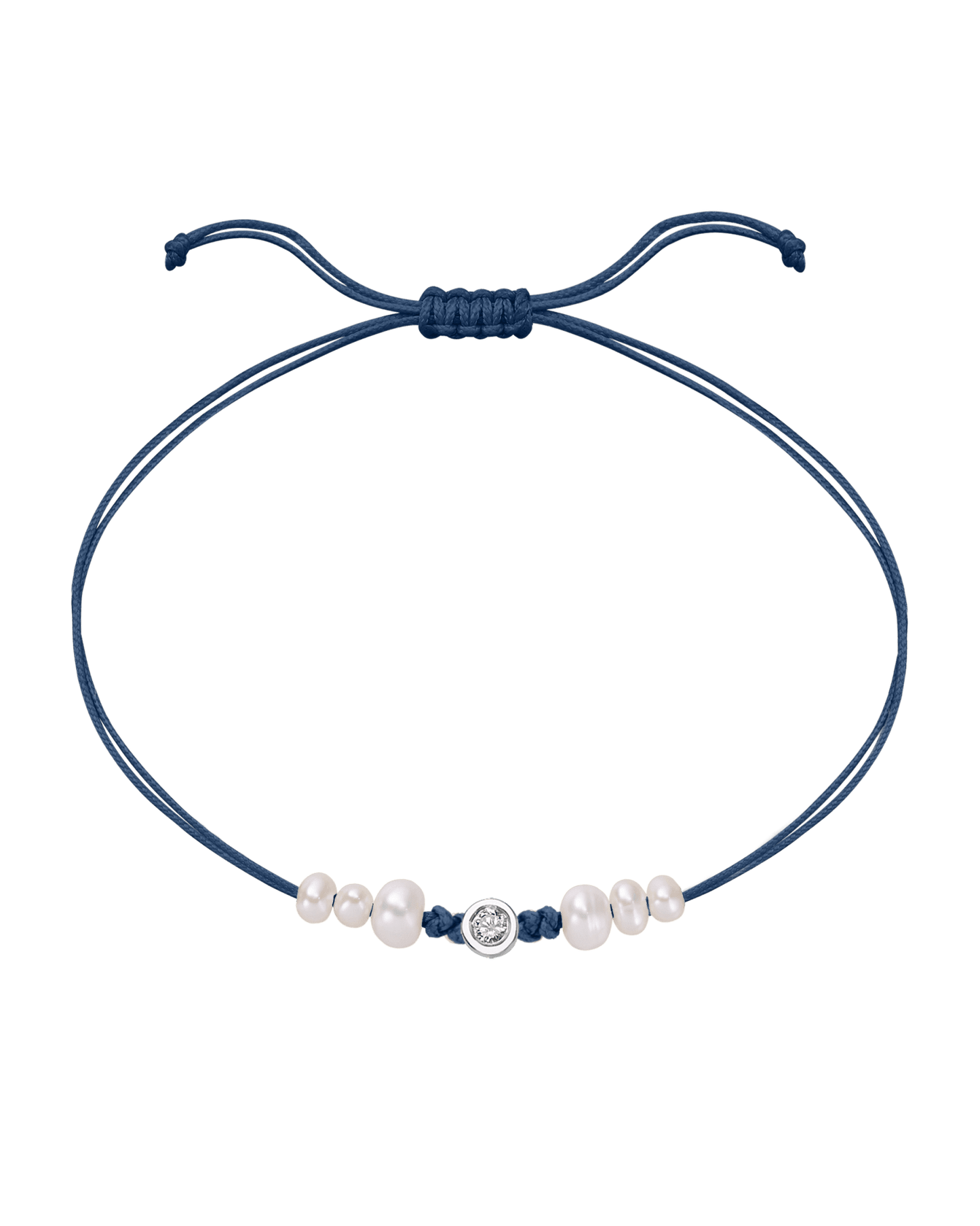 Six Natural Pearl String of Love Bracelet - 14K White Gold Bracelet 14K Solid Gold Indigo Medium: 0.04ct
