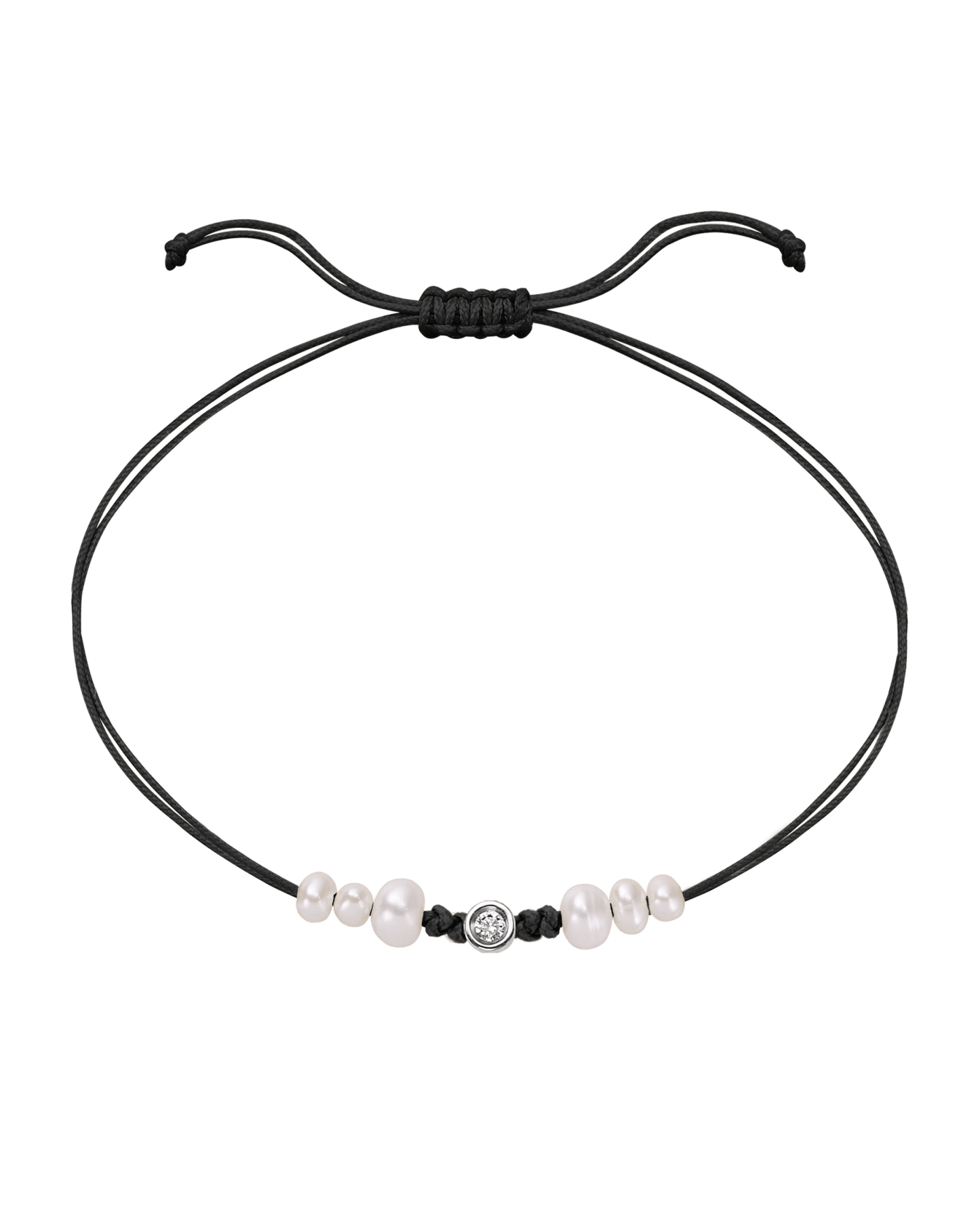 Six Natural Pearl String of Love Bracelet - 14K White Gold Bracelet 14K Solid Gold Black Small: 0.03ct