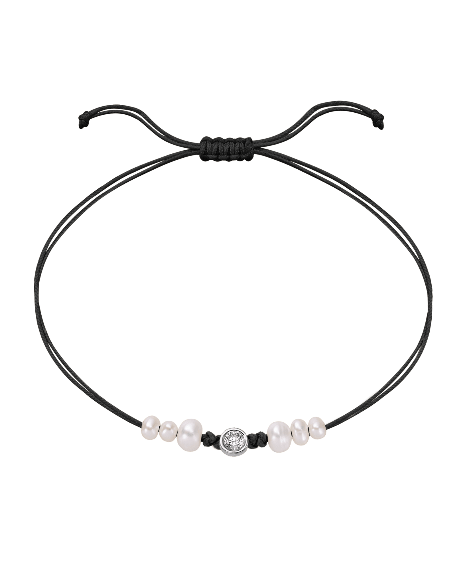 Six Natural Pearl String of Love Bracelet - 14K White Gold Bracelet 14K Solid Gold Black Large: 0.1ct