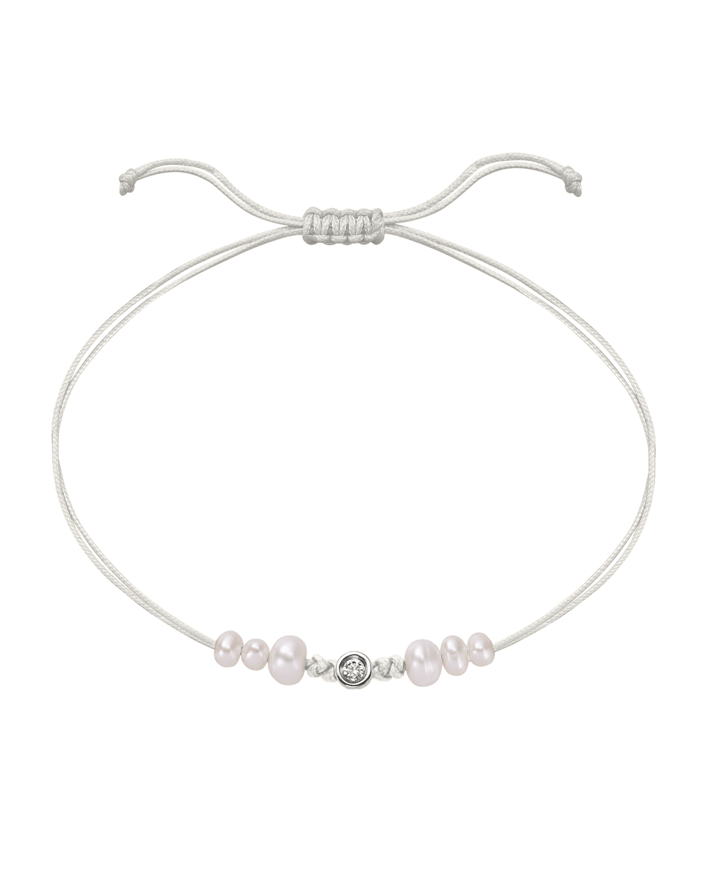 Six Natural Pearl String of Love Bracelet - 14K White Gold Bracelet 14K Solid Gold Pearl Small: 0.03ct