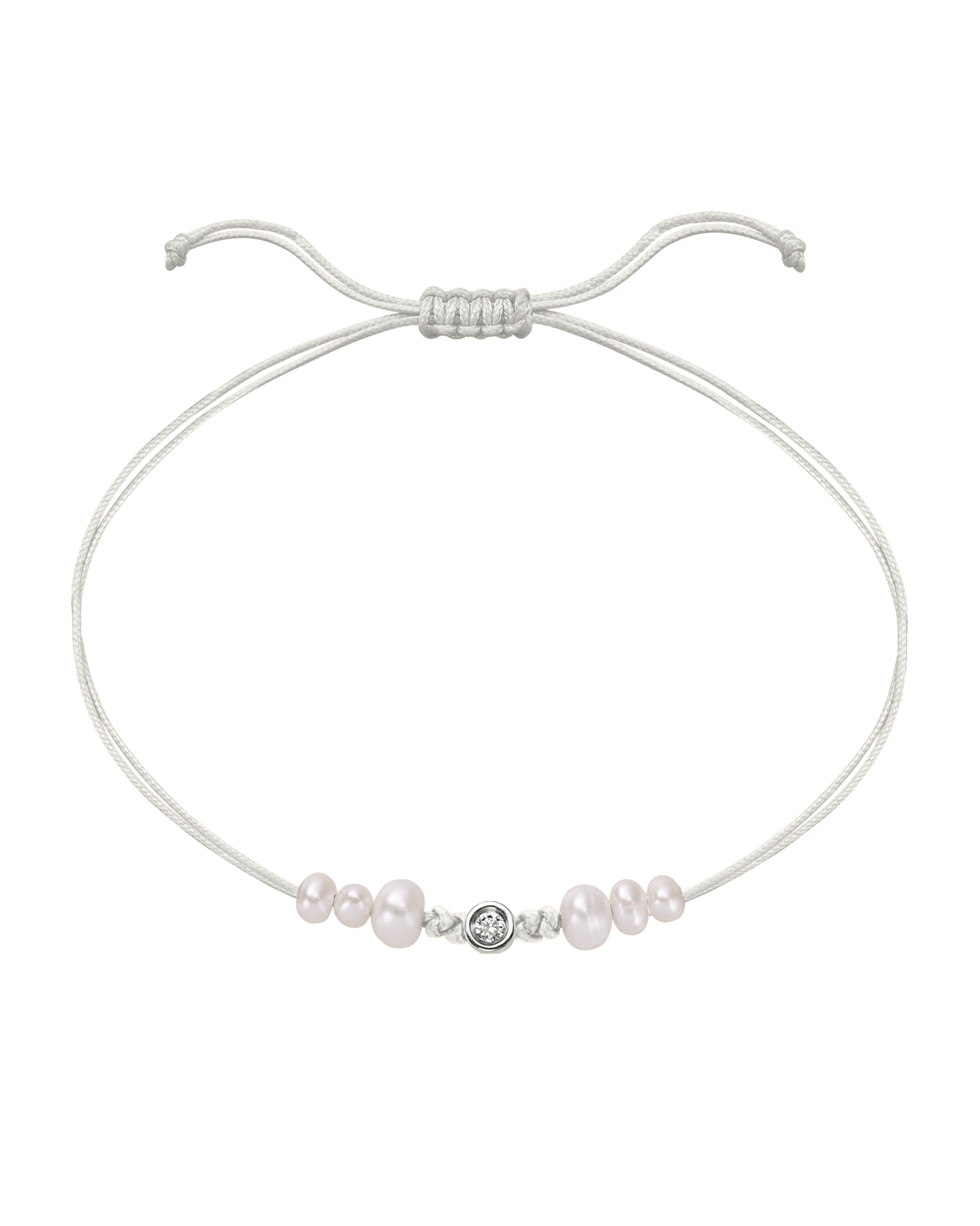 Six Natural Pearl String of Love Bracelet - 14K White Gold Bracelet 14K Solid Gold Pearl Small: 0.03ct