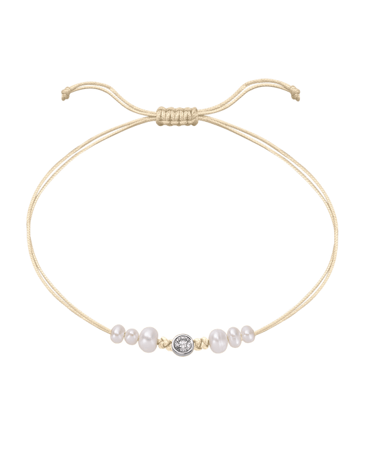 Six Natural Pearl String of Love Bracelet - 14K White Gold Bracelet 14K Solid Gold Beige Large: 0.1ct