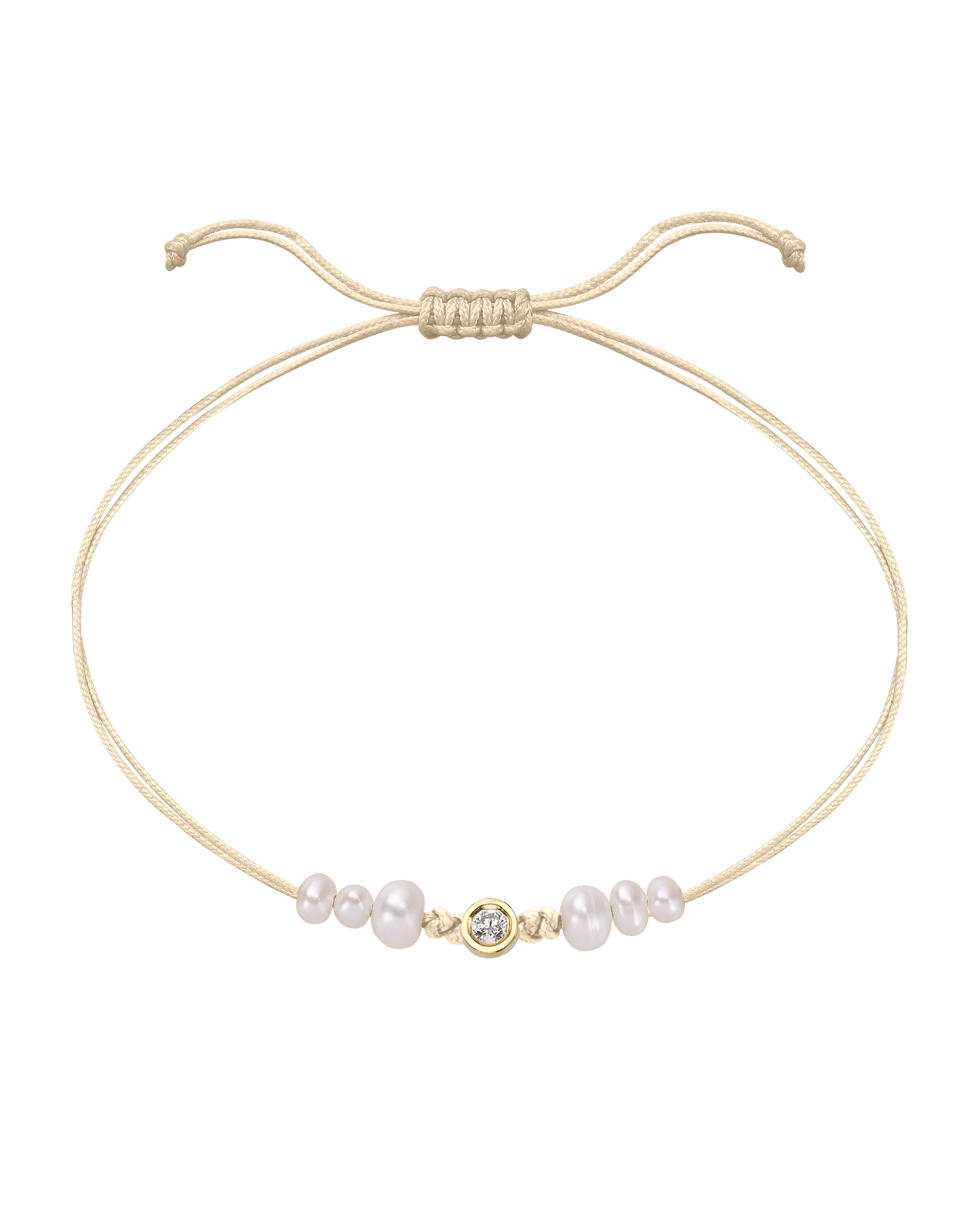 Six Natural Pearl String of Love Bracelet - 14K Yellow Gold Bracelet 14K Solid Gold Beige Medium: 0.04ct