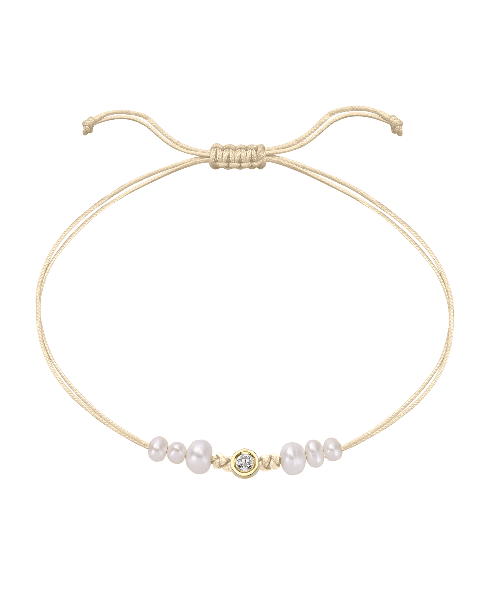 Six Natural Pearl String of Love Bracelet - 14K Yellow Gold Bracelet 14K Solid Gold Beige Medium: 0.04ct