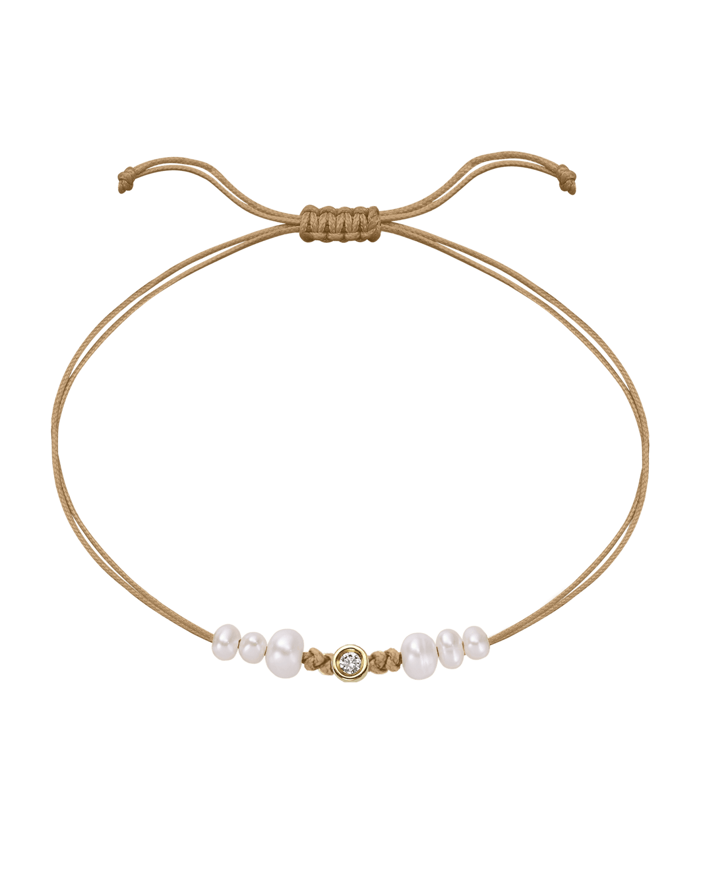 Six Natural Pearl String of Love Bracelet - 14K Yellow Gold Bracelet 14K Solid Gold Camel Small: 0.03ct