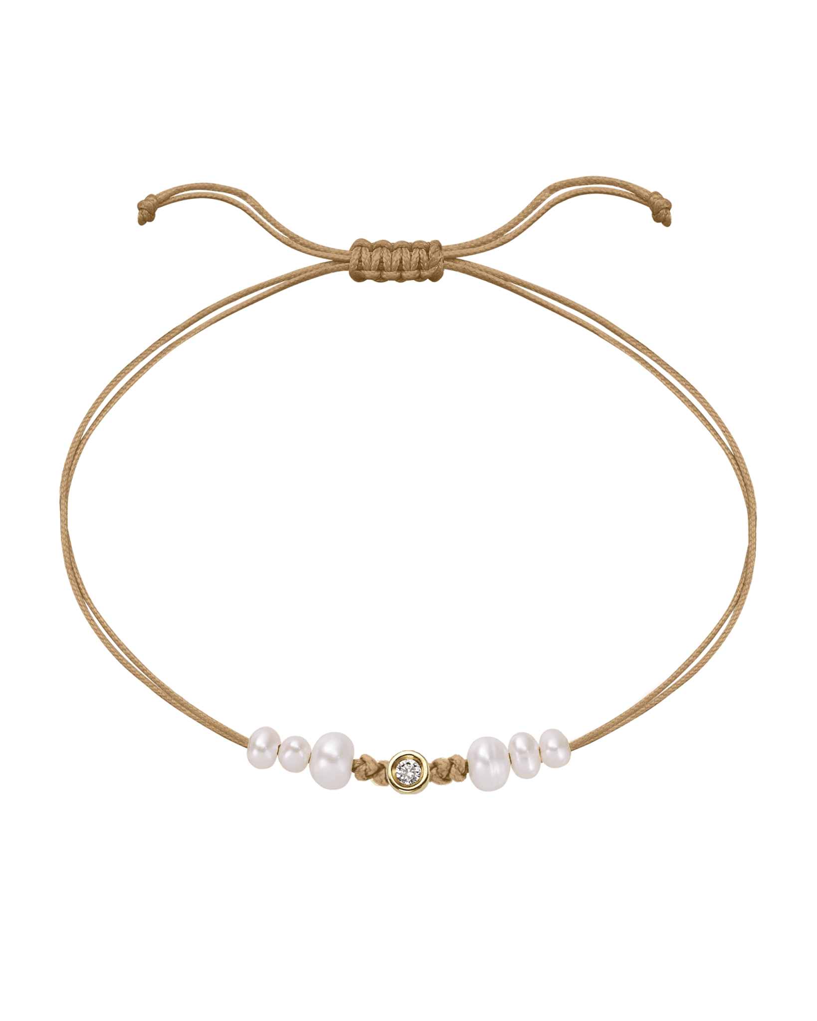 Six Natural Pearl String of Love Bracelet - 14K Yellow Gold Bracelet 14K Solid Gold Camel Small: 0.03ct