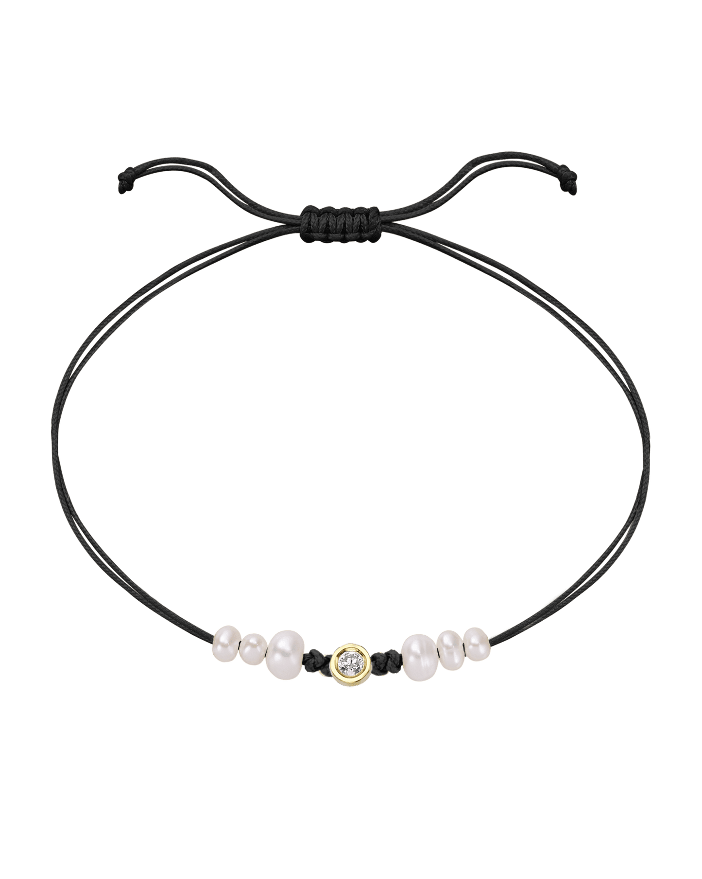 Six Natural Pearl String of Love Bracelet - 14K Yellow Gold Bracelet 14K Solid Gold Black Medium: 0.04ct