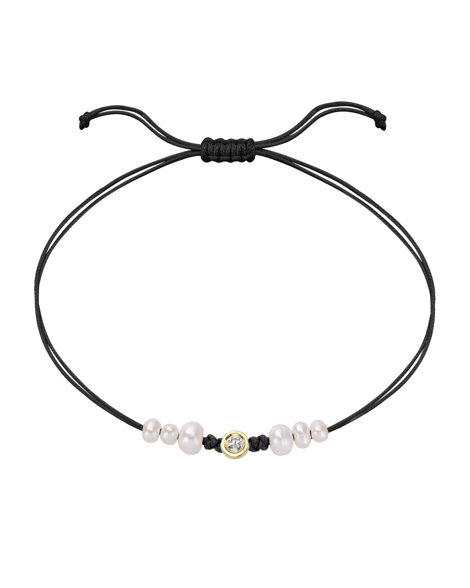 Six Natural Pearl String of Love Bracelet - 14K Yellow Gold Bracelet 14K Solid Gold Black Medium: 0.04ct