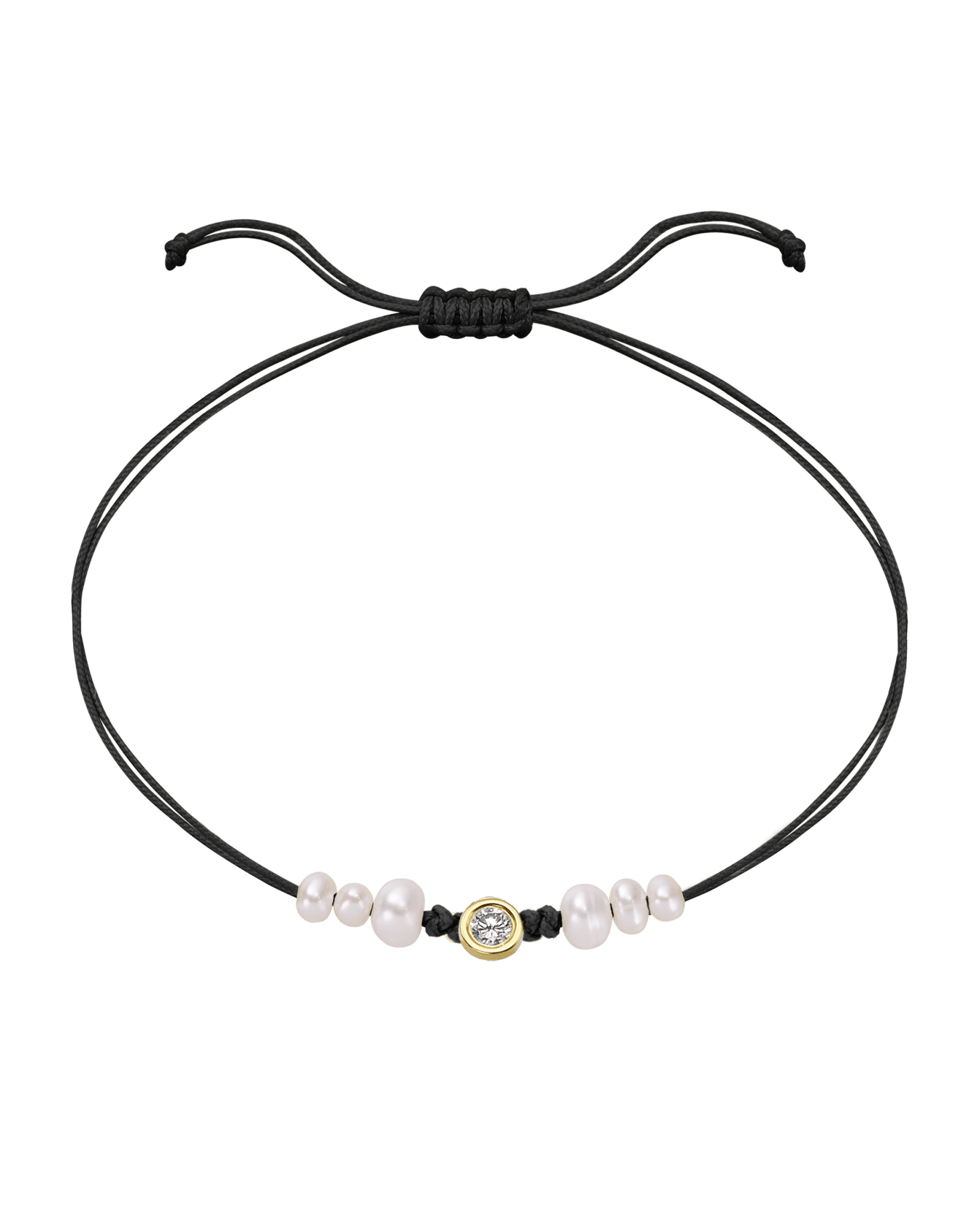 Six Natural Pearl String of Love Bracelet - 14K Yellow Gold Bracelet 14K Solid Gold Black Large: 0.1ct