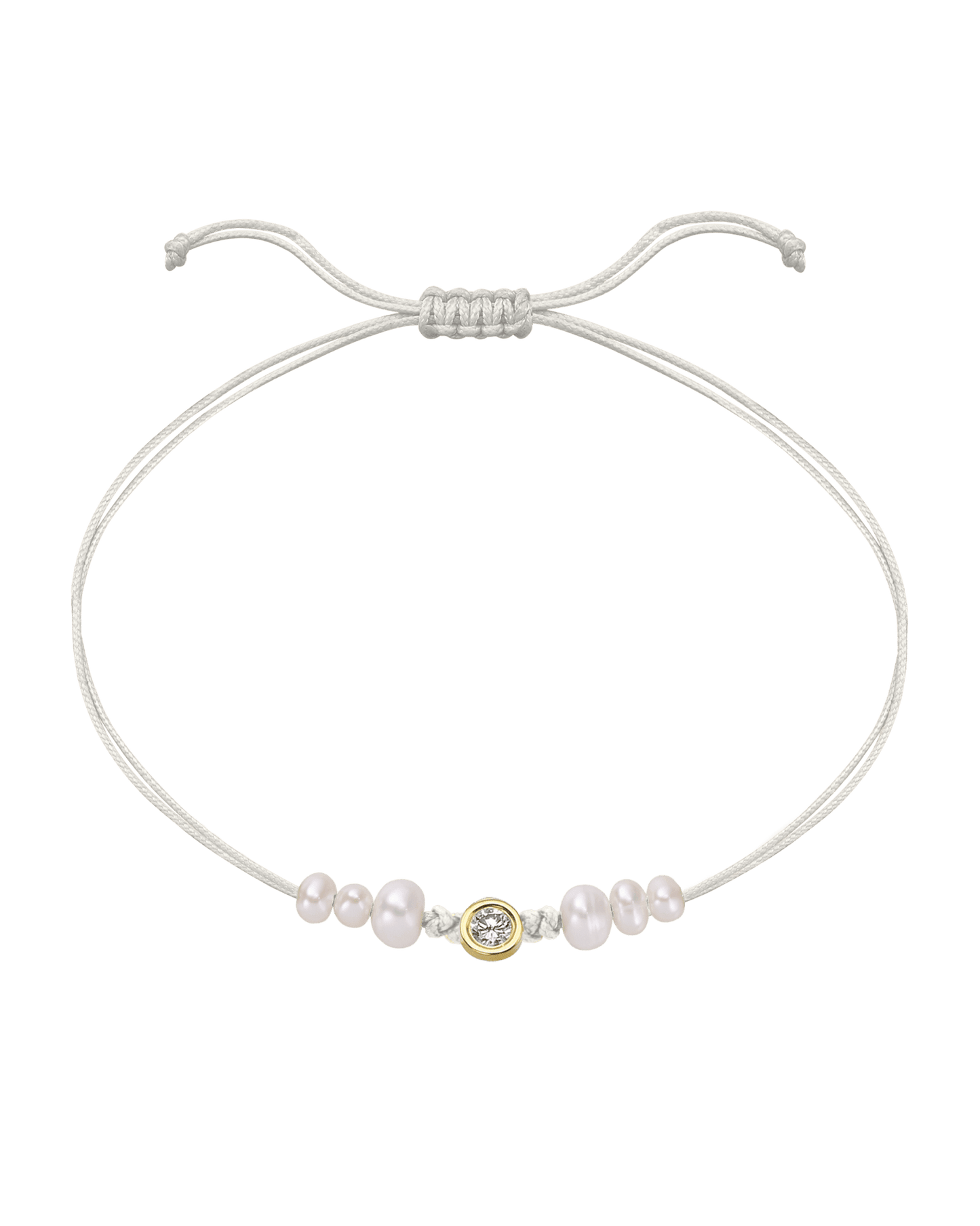 Six Natural Pearl String of Love Bracelet - 14K Yellow Gold Bracelet 14K Solid Gold Pearl Large: 0.1ct