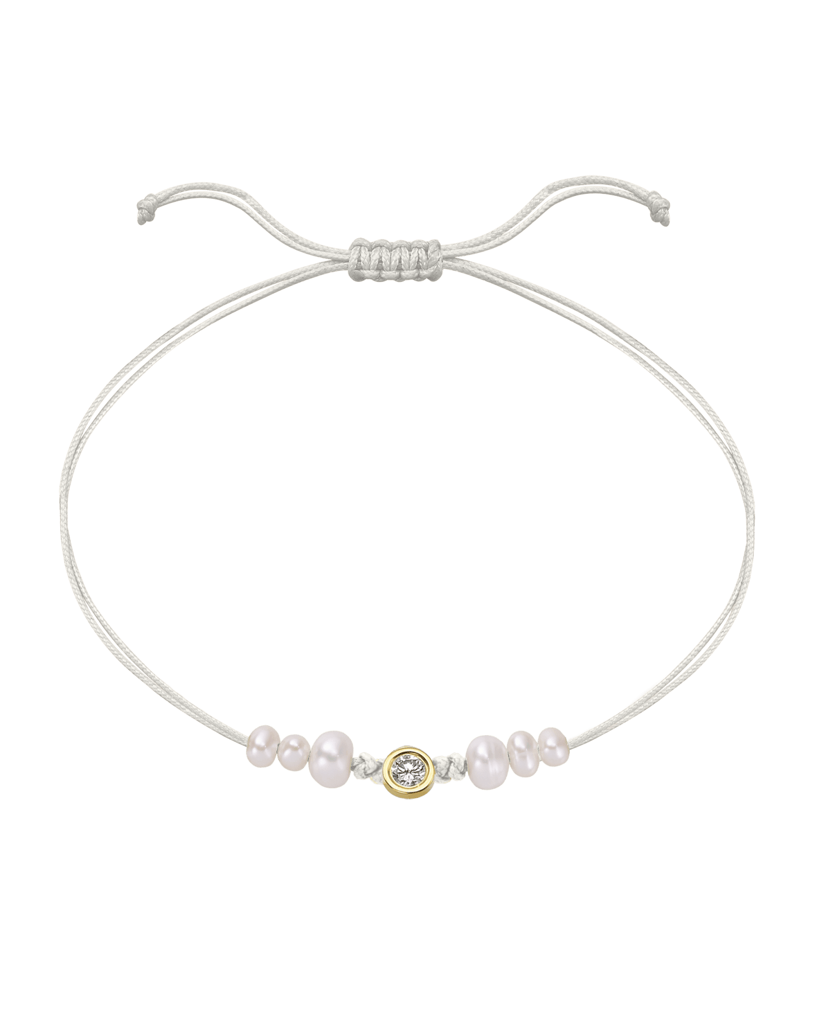 Six Natural Pearl String of Love Bracelet - 14K Yellow Gold Bracelet 14K Solid Gold Pearl Large: 0.1ct