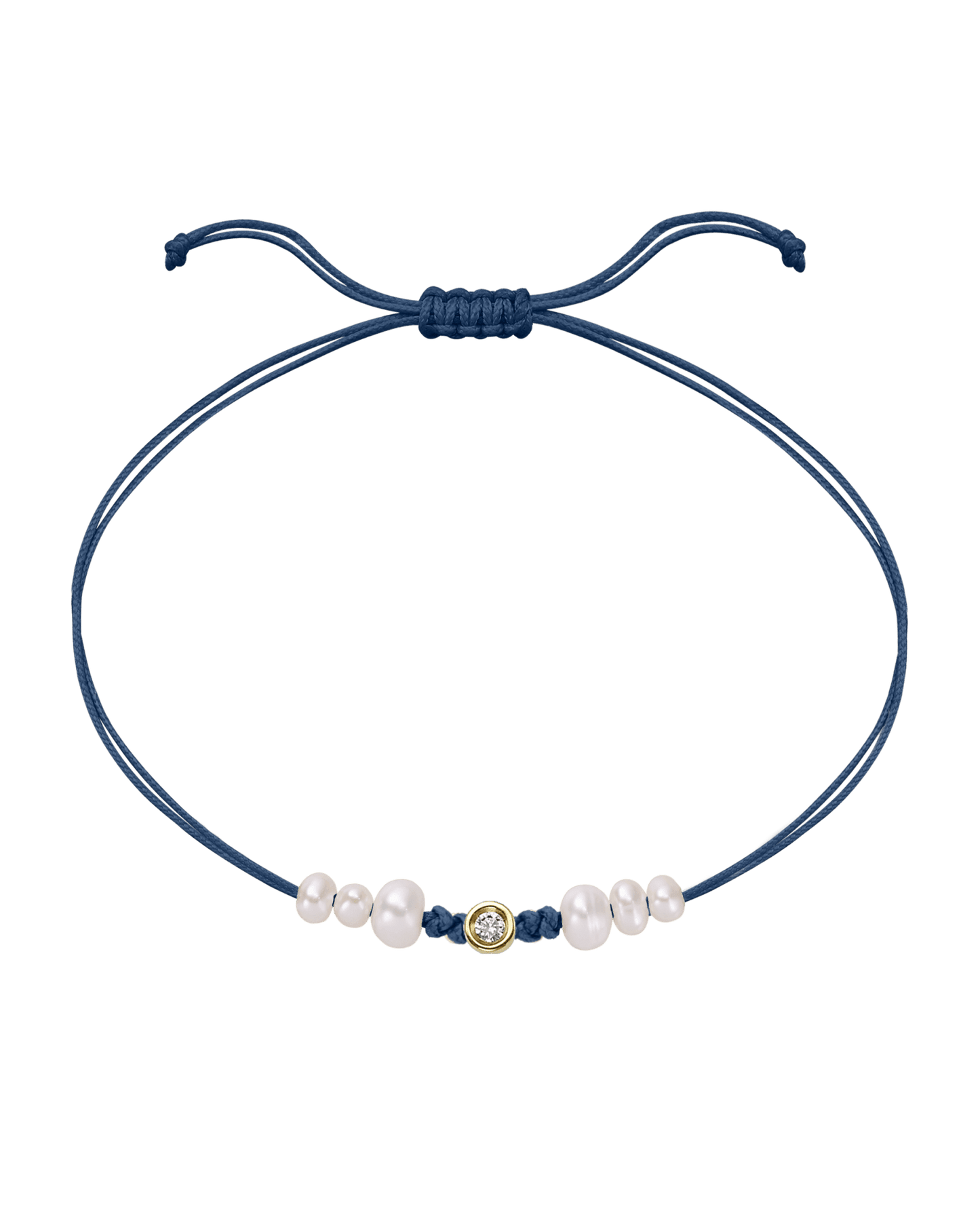 Six Natural Pearl String of Love Bracelet - 14K Yellow Gold Bracelet 14K Solid Gold Indigo Small: 0.03ct