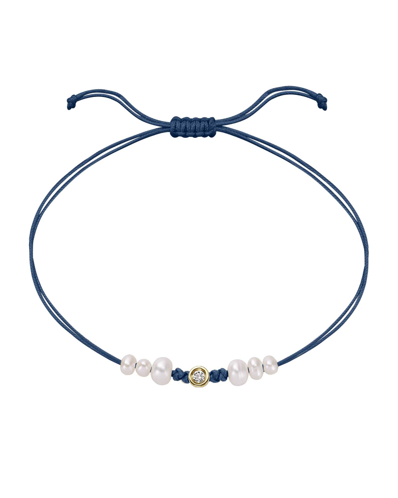 Six Natural Pearl String of Love Bracelet - 14K Yellow Gold Bracelet 14K Solid Gold Indigo Small: 0.03ct
