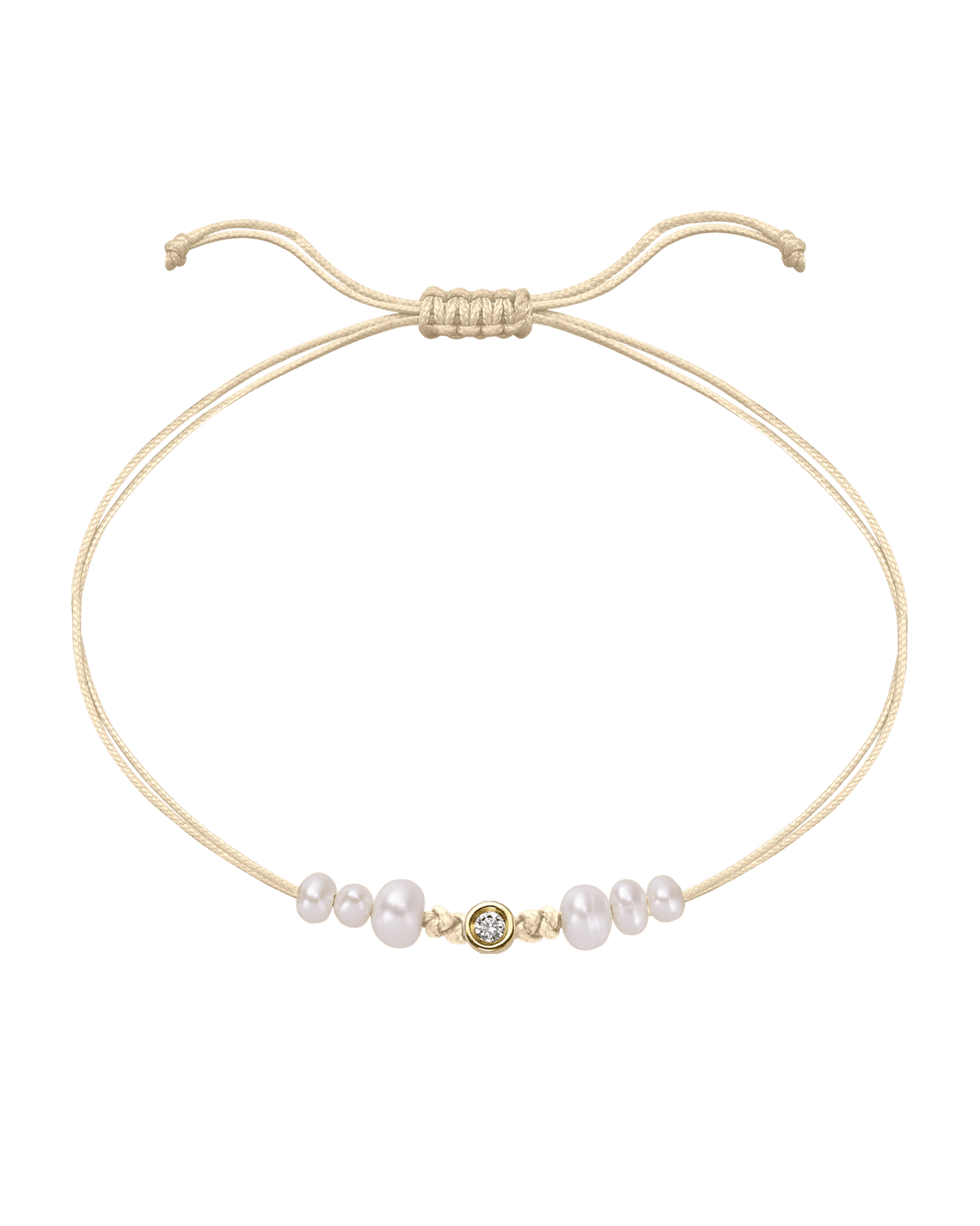 Six Natural Pearl String of Love Bracelet - 14K Yellow Gold Bracelet 14K Solid Gold Beige Small: 0.03ct