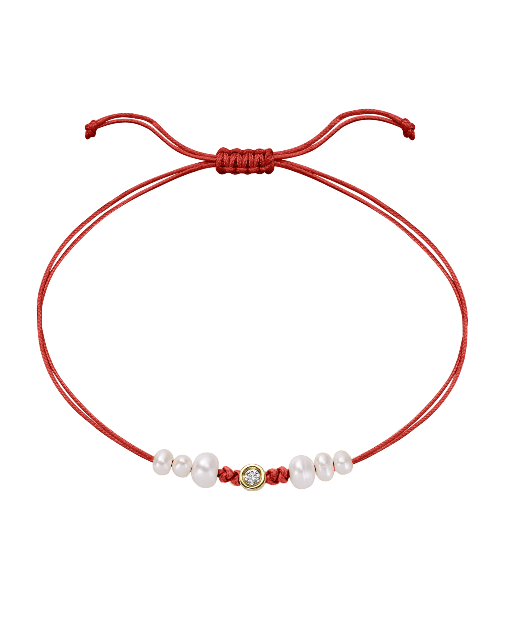Six Natural Pearl String of Love Bracelet - 14K Yellow Gold Bracelet 14K Solid Gold Red Small: 0.03ct