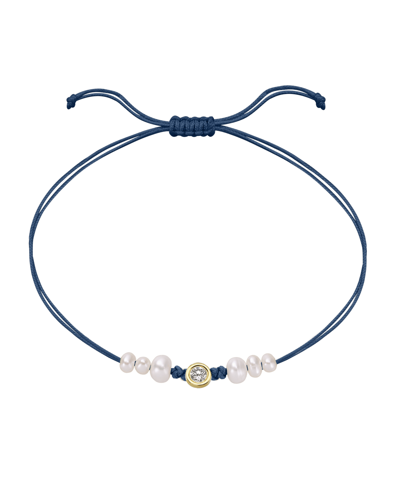 Six Natural Pearl String of Love Bracelet - 14K Yellow Gold Bracelet 14K Solid Gold Indigo Large: 0.1ct